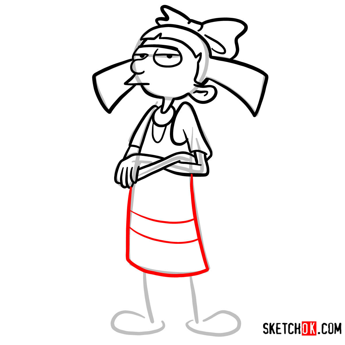 How to draw Helga | Hey Arnold! - step 08