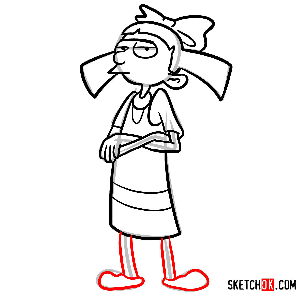 How to draw Helga | Hey Arnold! - step 09
