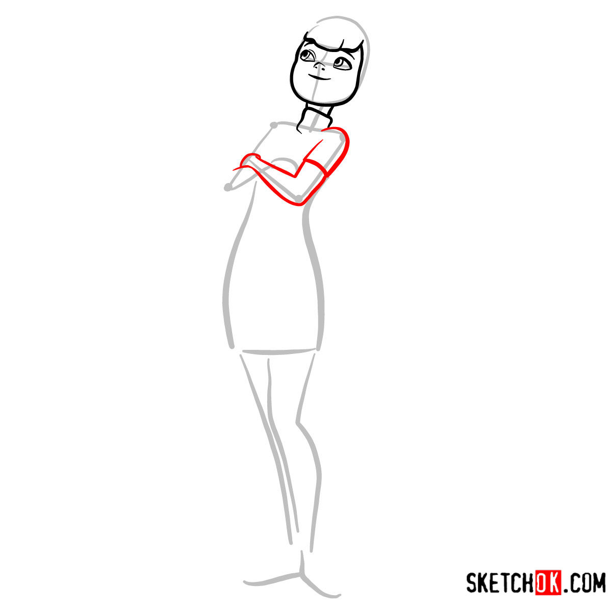 How to draw Adult Mavis | Hotel Transylvania - step 05