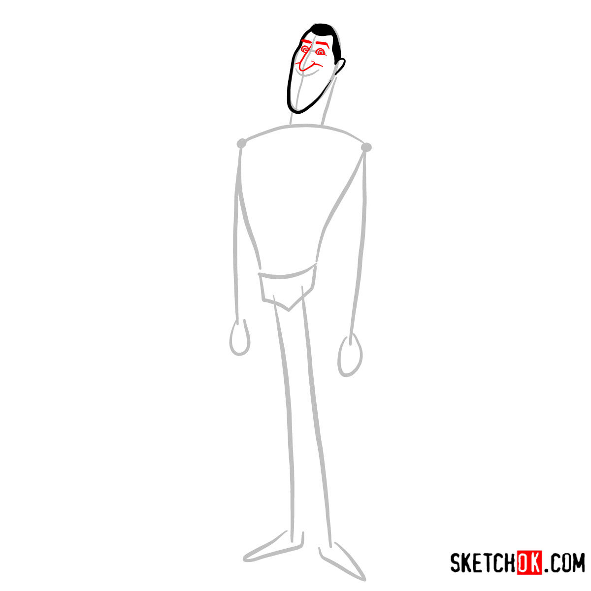 How to draw Dracula | Hotel Transylvania - step 03