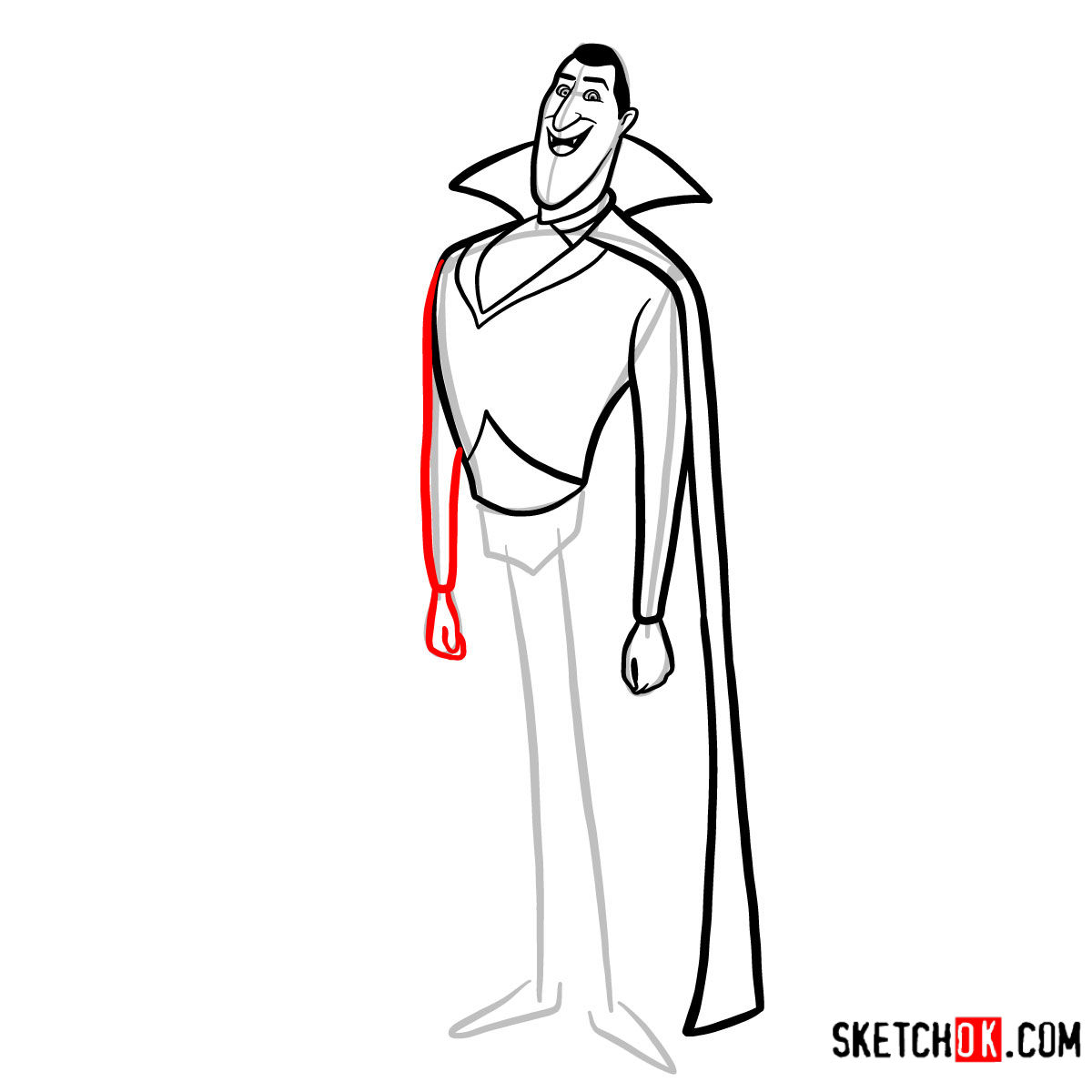How to draw Dracula | Hotel Transylvania - step 09