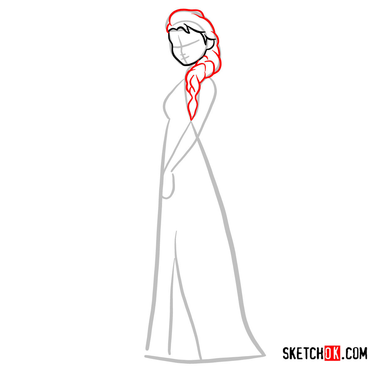 How to draw Princess Elsa | Frozen - step 03