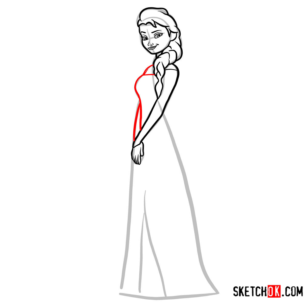 How to draw Princess Elsa | Frozen - step 06