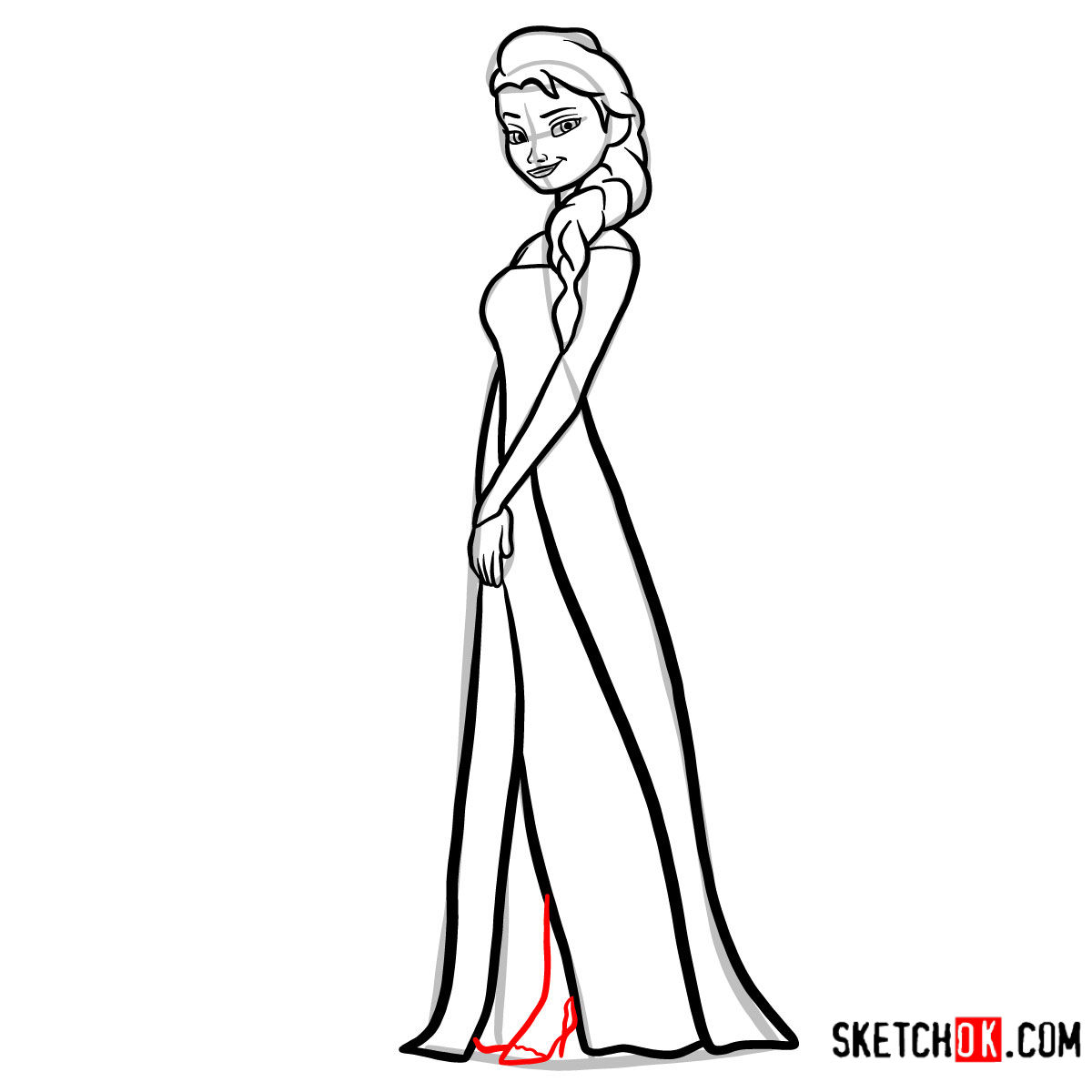 How to draw Princess Elsa | Frozen - step 09