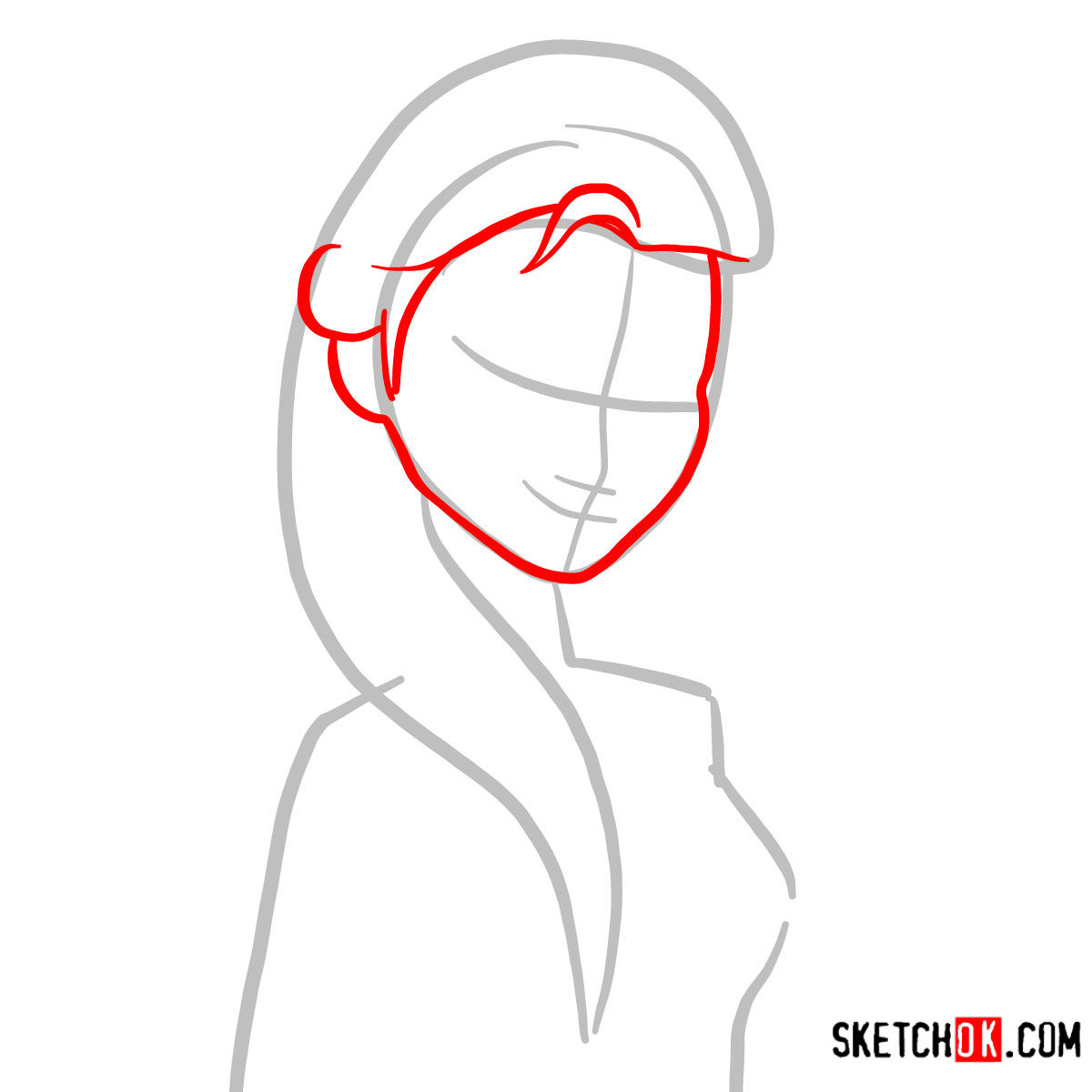 How to draw Princess Elsa's portrait | Frozen - step 02