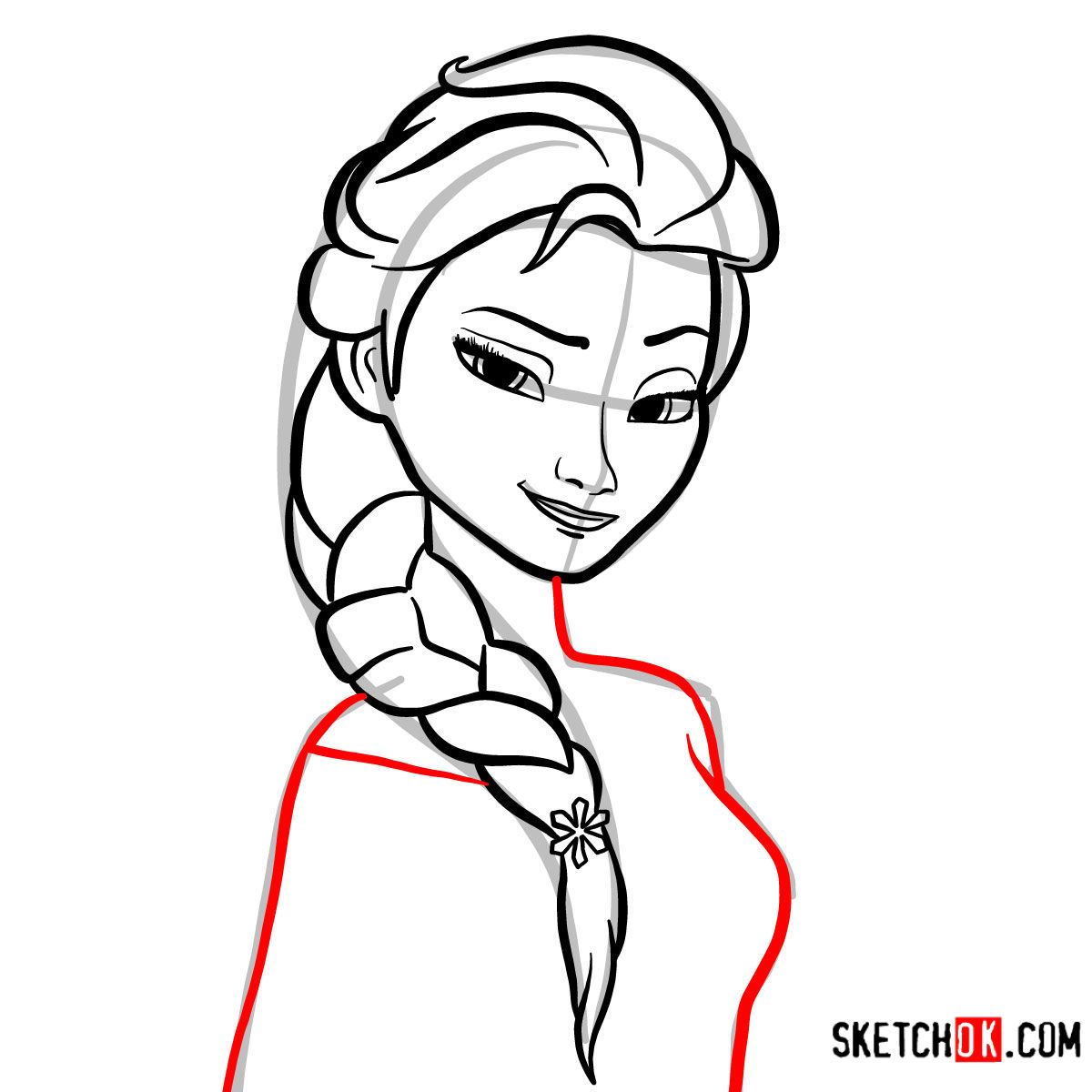 How to draw Princess Elsa's portrait | Frozen -  step 06