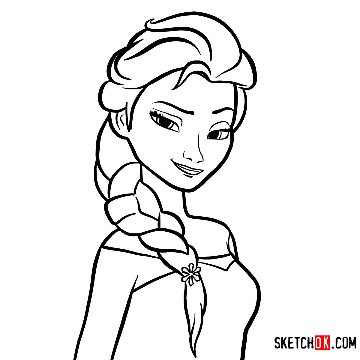 How to draw Princess Elsa's portrait | Frozen - Sketchok easy drawing guides