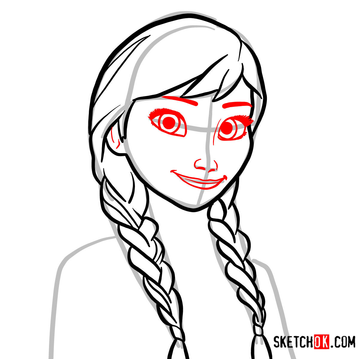 How to draw Anna's face | Frozen - step 05