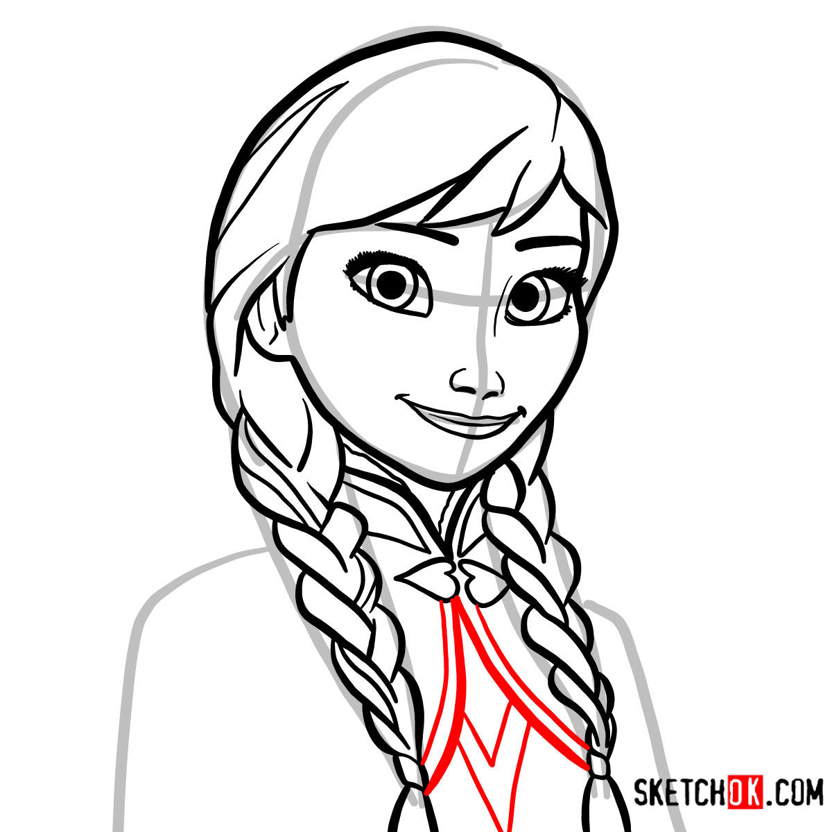 How to draw Anna's face | Frozen - Sketchok easy drawing guides