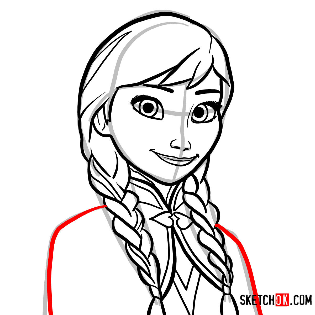 How to draw Anna's face | Frozen - step 08