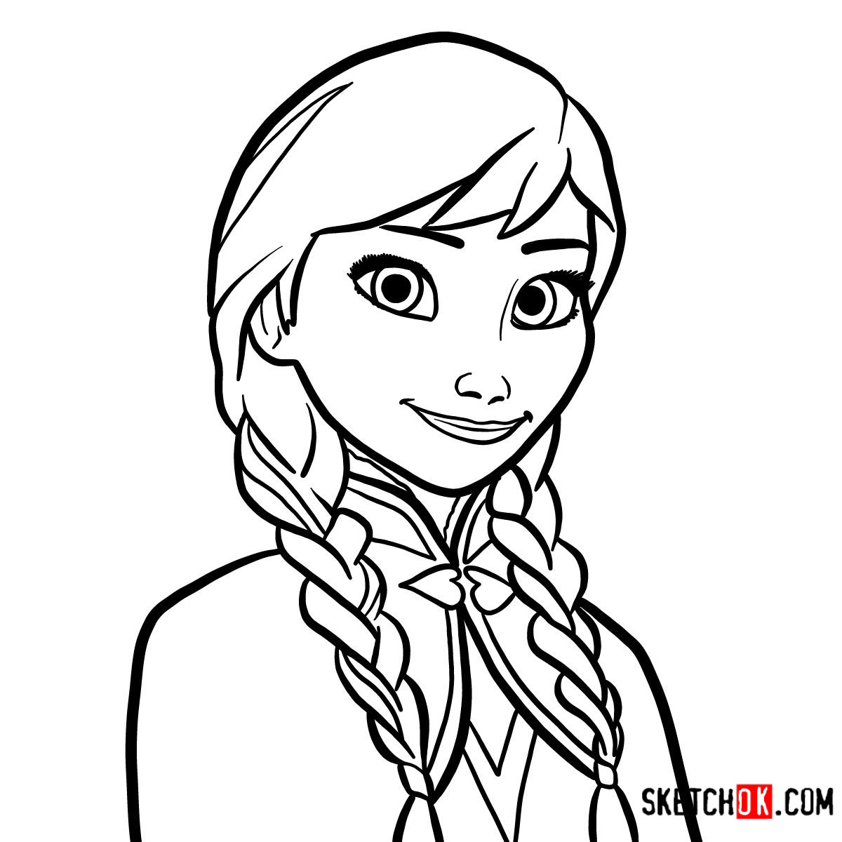 How to draw Anna's face | Frozen - Sketchok easy drawing guides