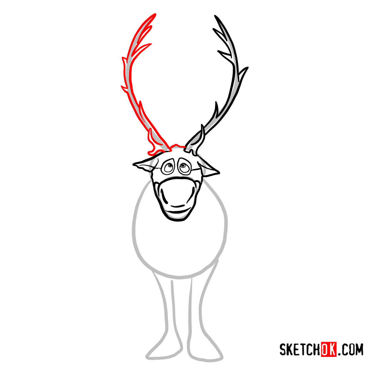 How to draw Olaf riding Sven | Frozen - step 05