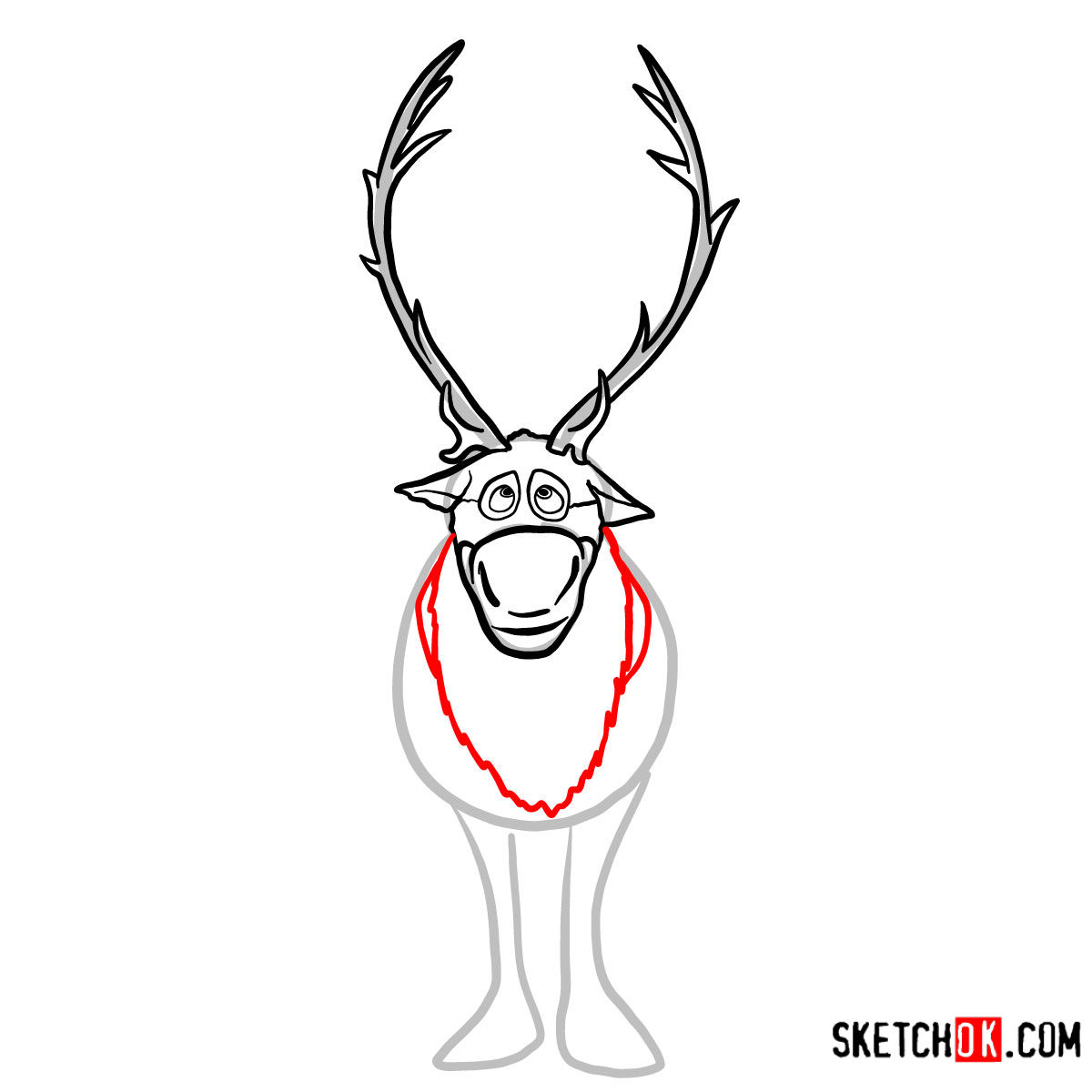 How to draw Olaf riding Sven | Frozen - step 06