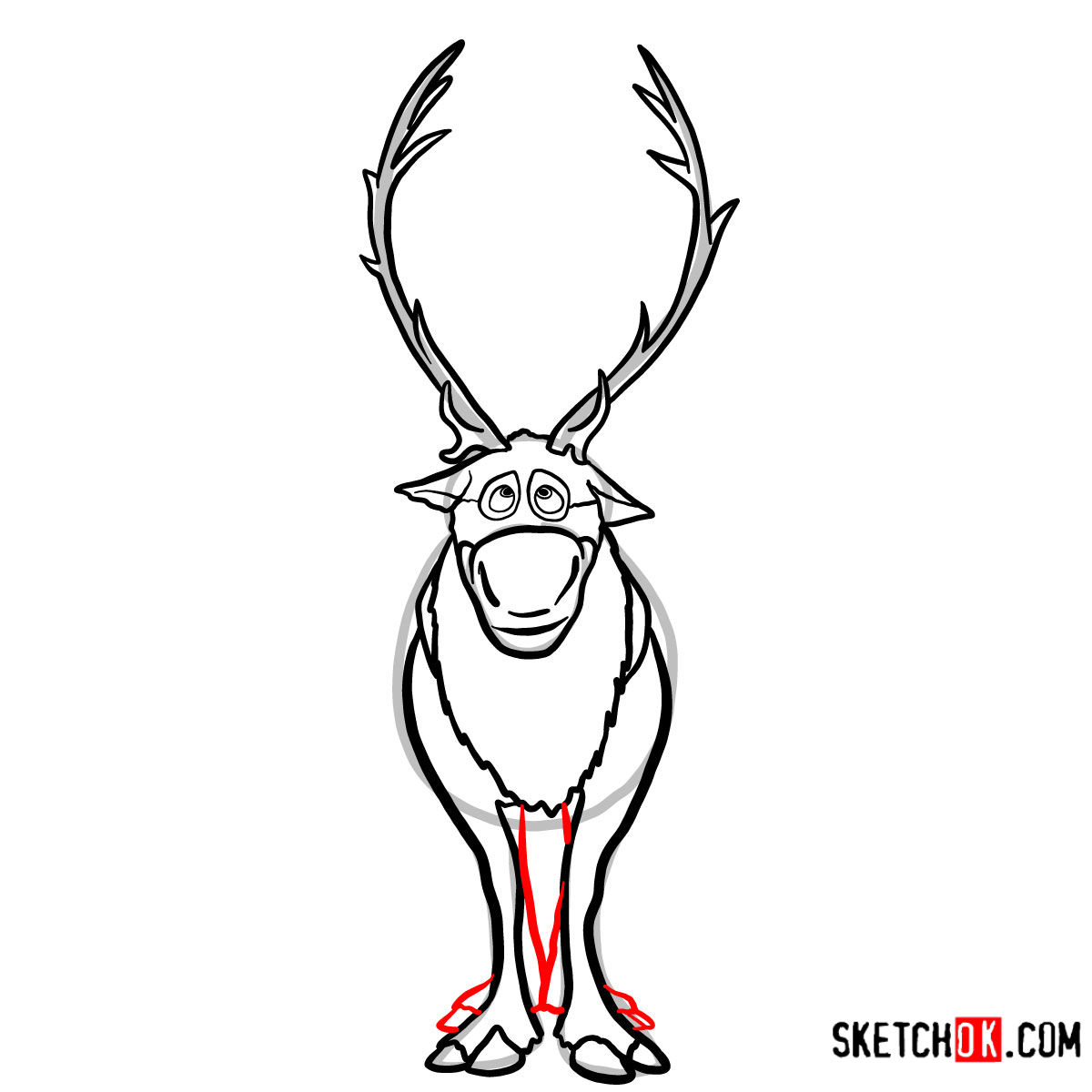How to draw Olaf riding Sven | Frozen - step 08