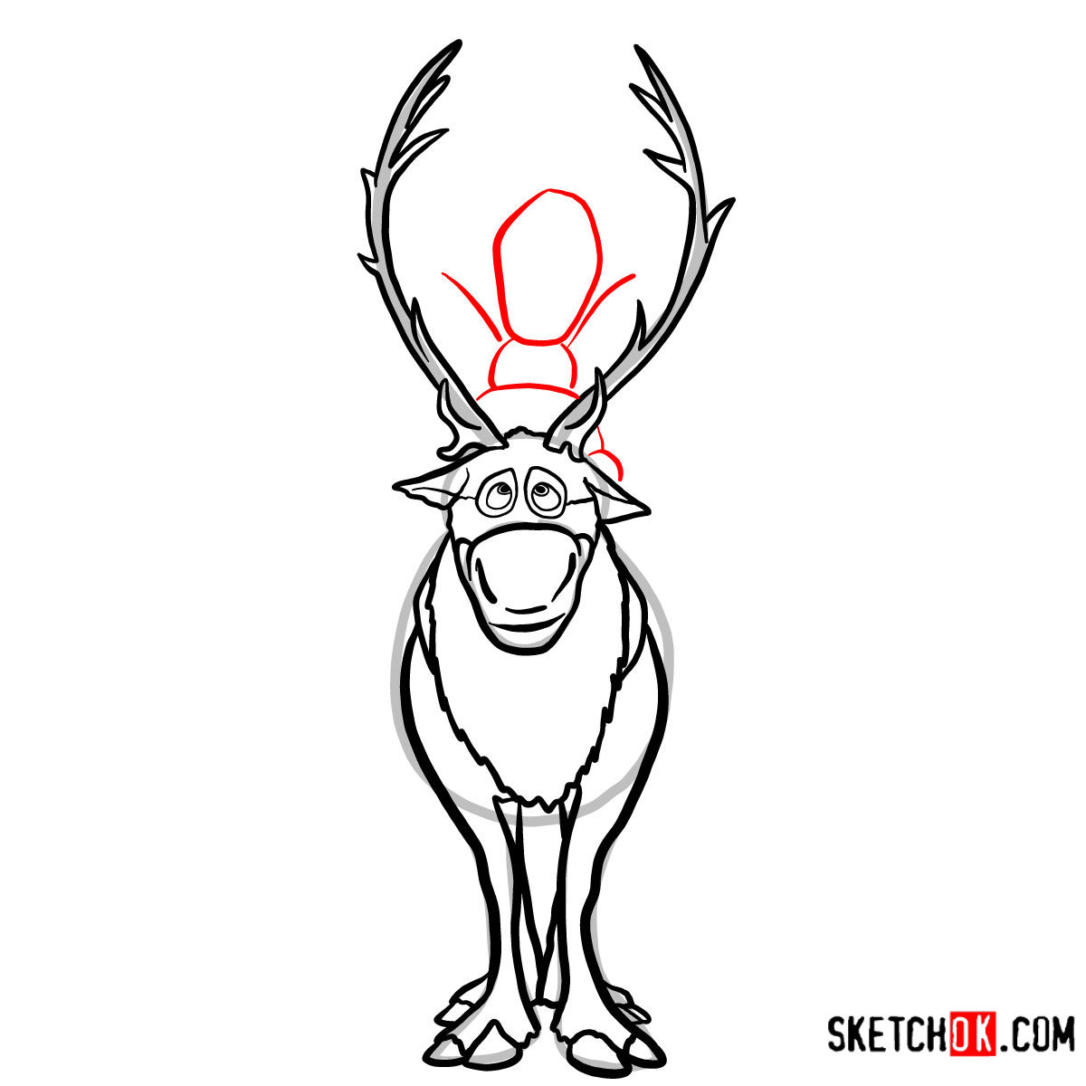 How to draw Olaf riding Sven | Frozen - step 09