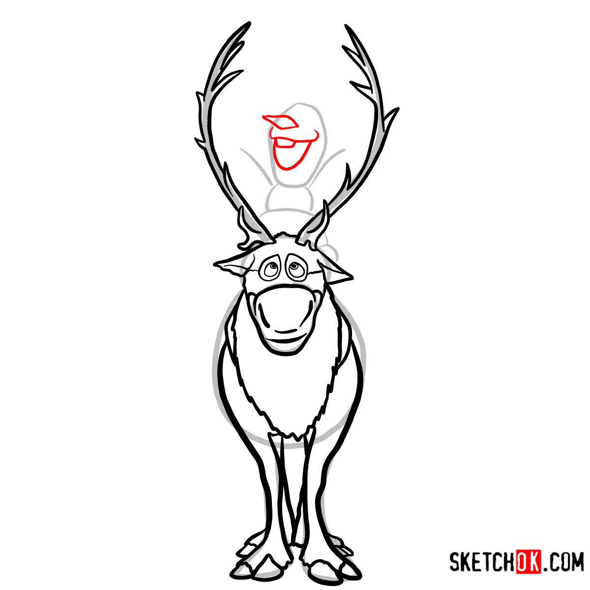 How to draw Olaf riding Sven | Frozen - step 10