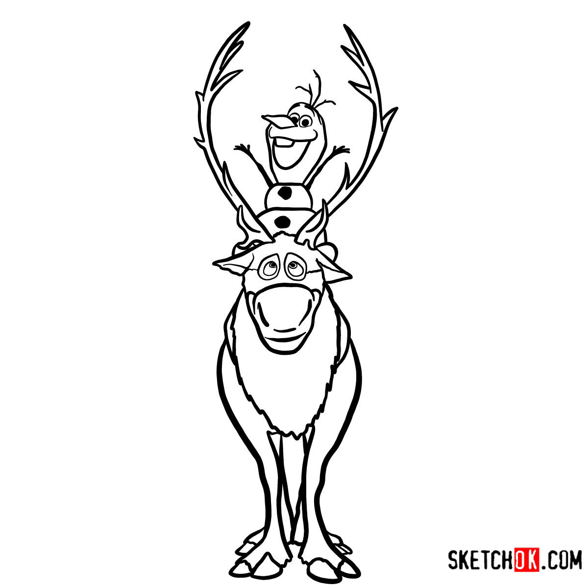 How to draw Olaf riding Sven | Frozen