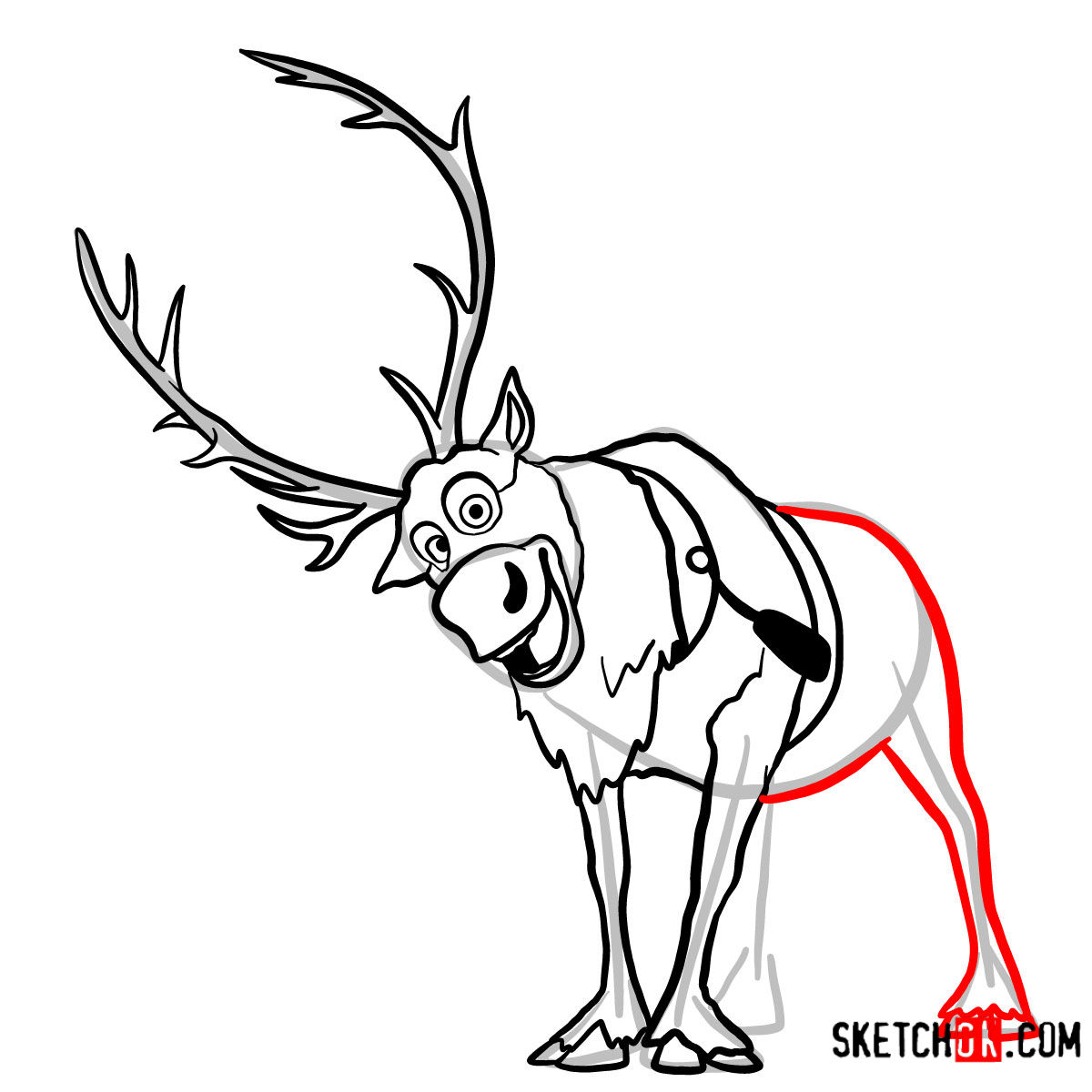 How to draw smiling Sven | Frozen - step 10