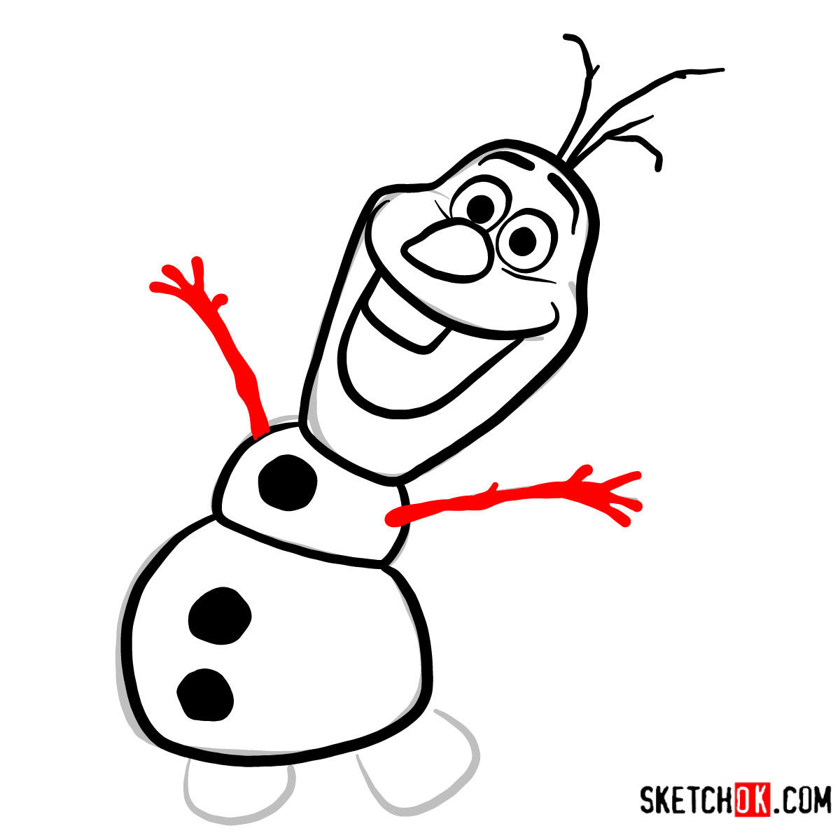 How to draw happy Olaf | Frozen -  step 06