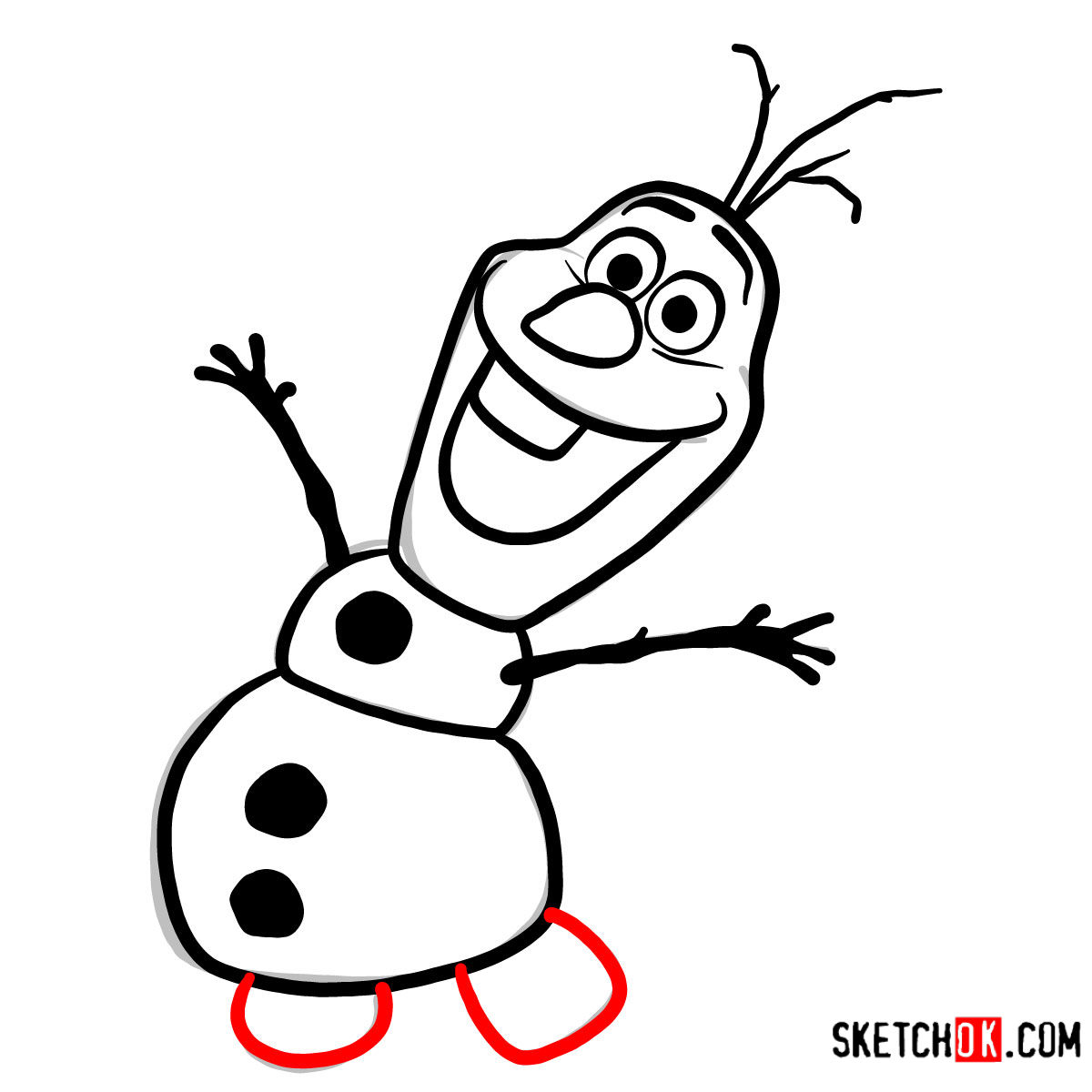 How to draw happy Olaf | Frozen - step 07