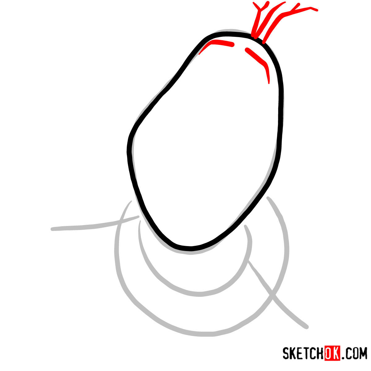 How to draw curious Olaf the snowman - step 03