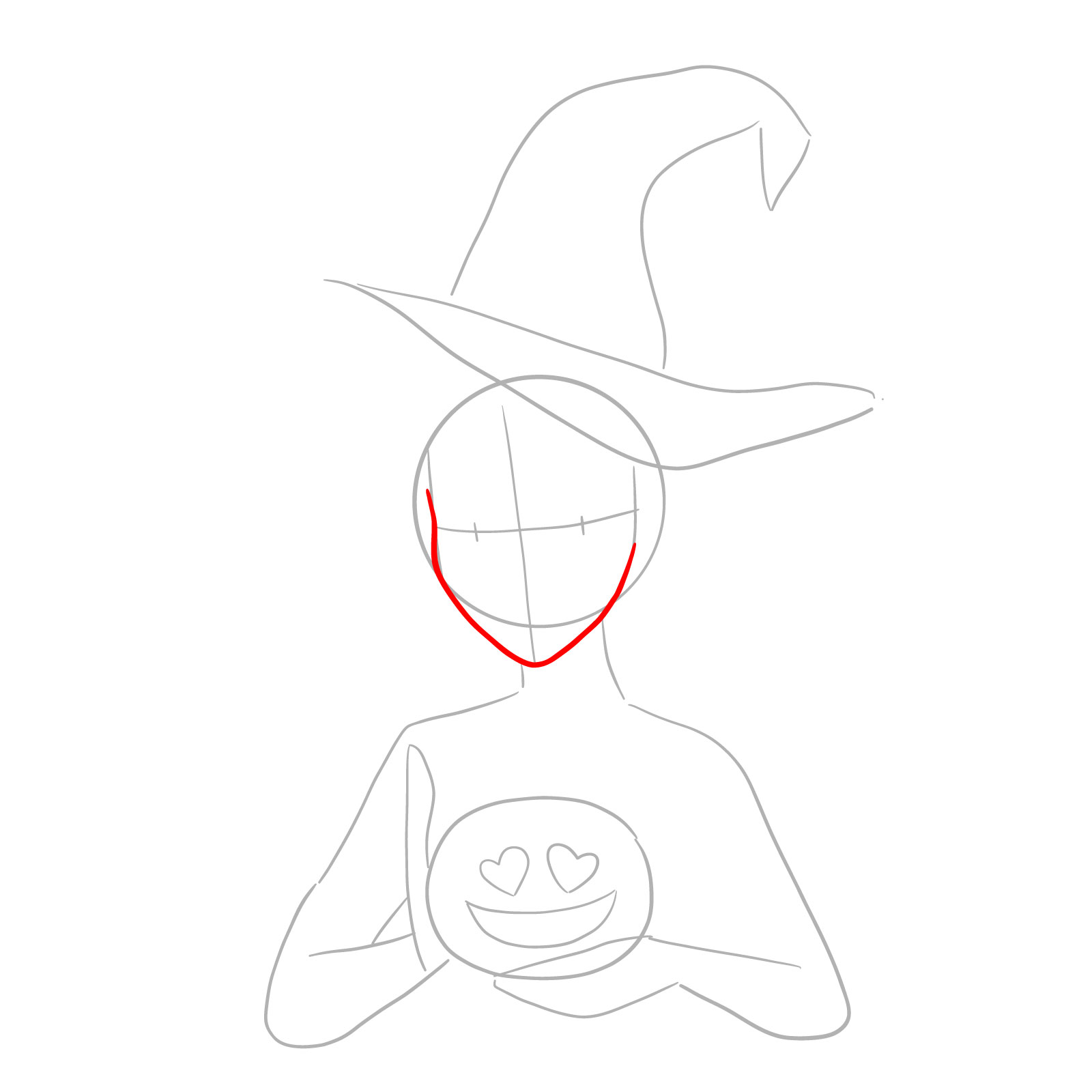 How to Draw Witch Elsa on Halloween - step 04