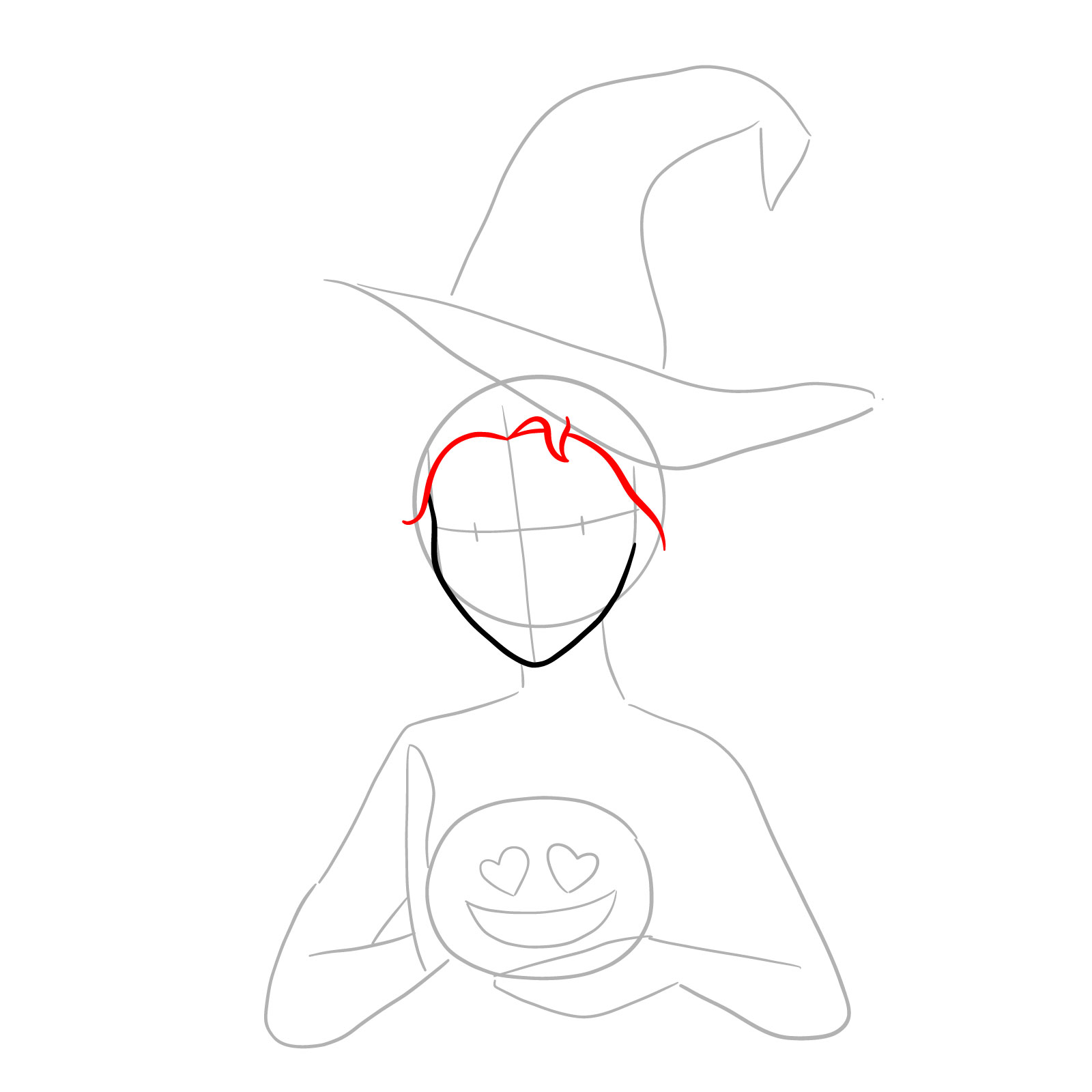 How to Draw Witch Elsa on Halloween - step 05