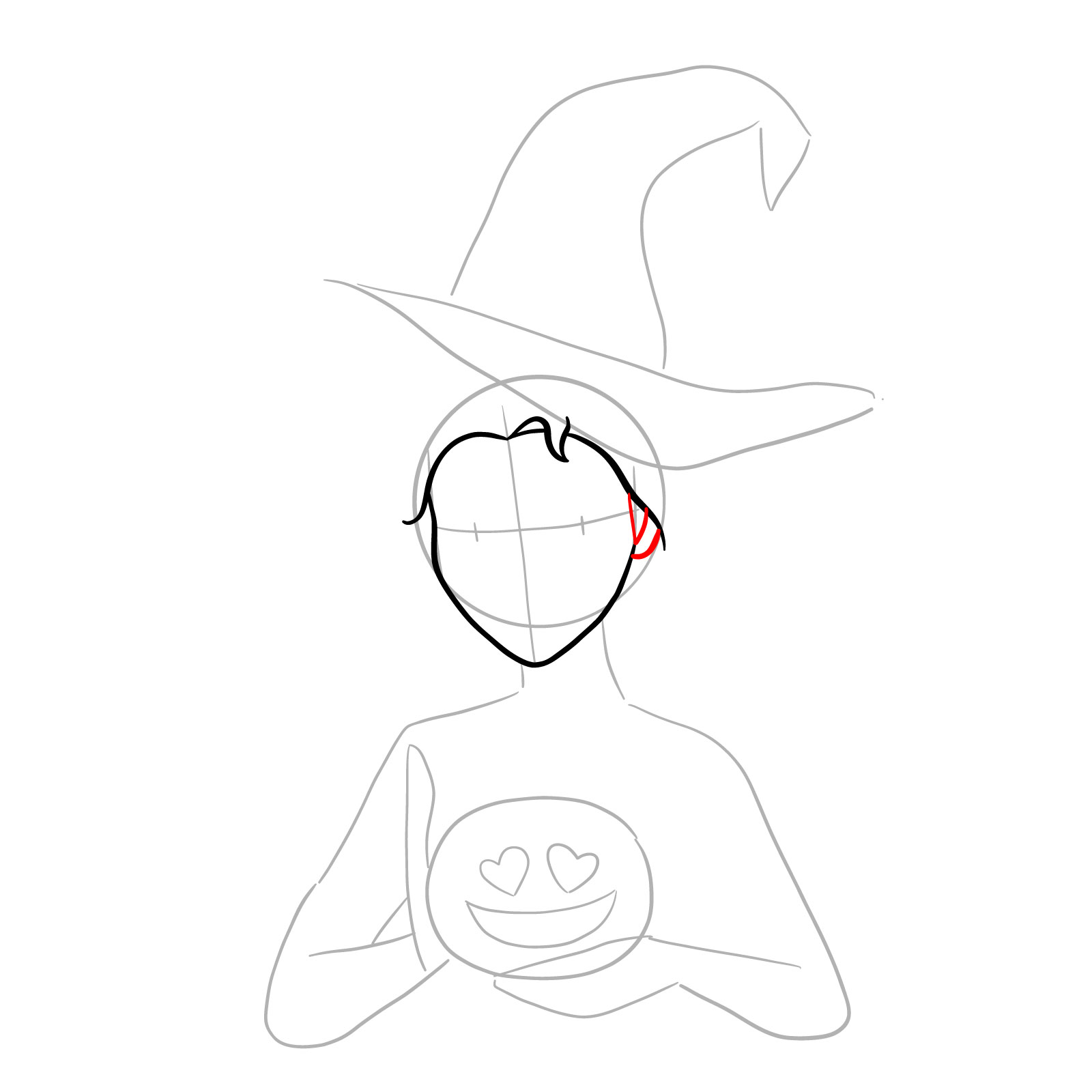 How to Draw Witch Elsa on Halloween - step 06
