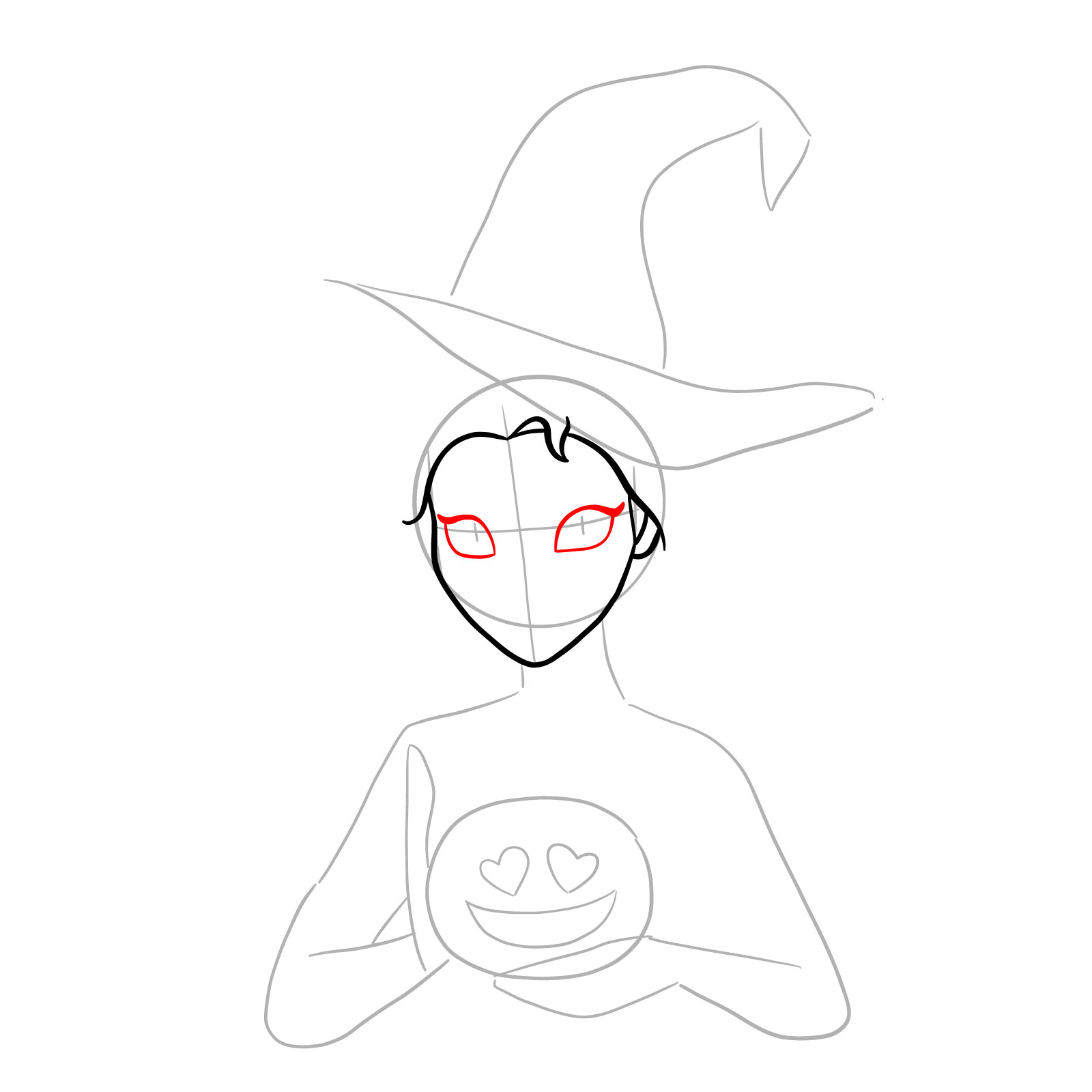 How to Draw Witch Elsa on Halloween - step 07