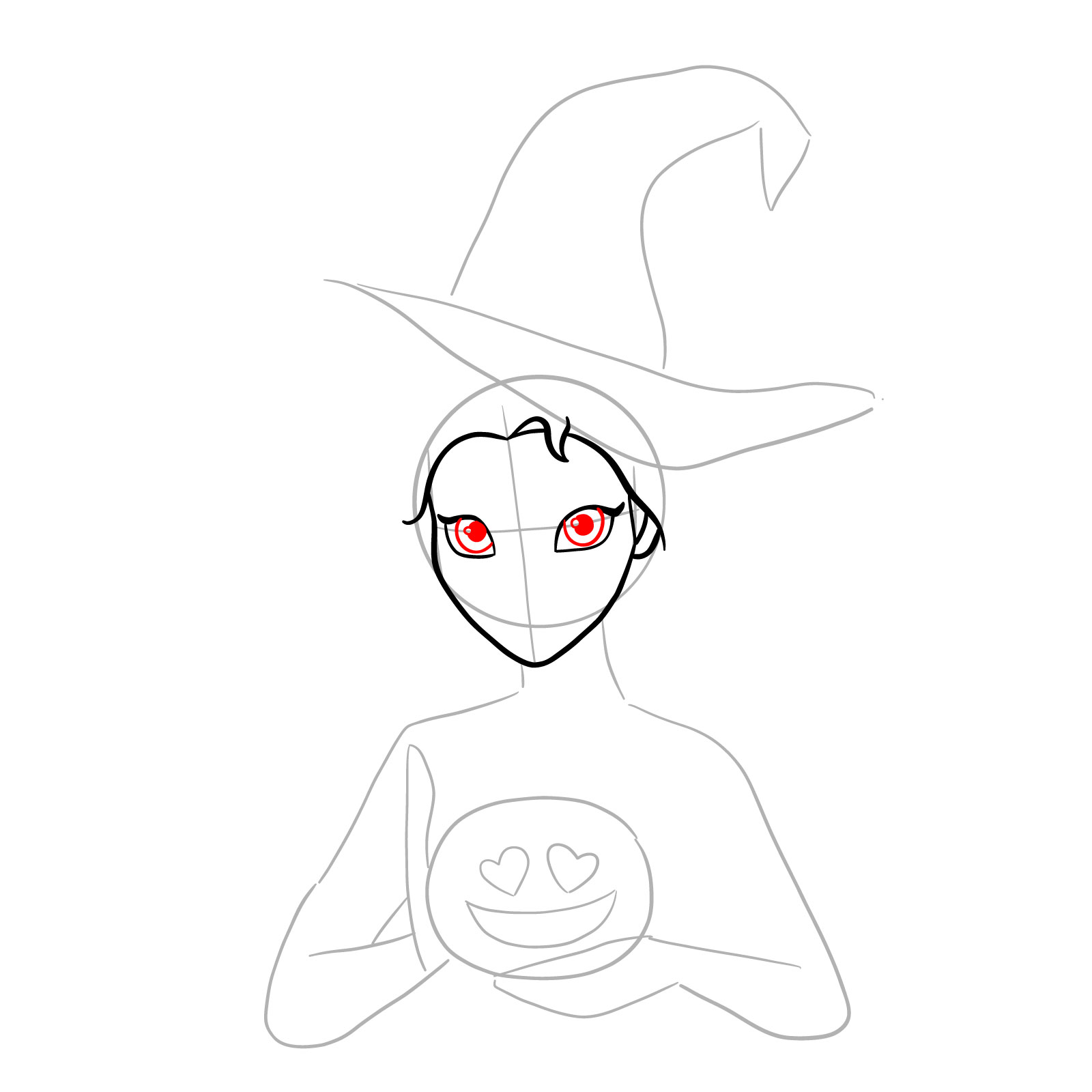 How to Draw Witch Elsa on Halloween - step 08