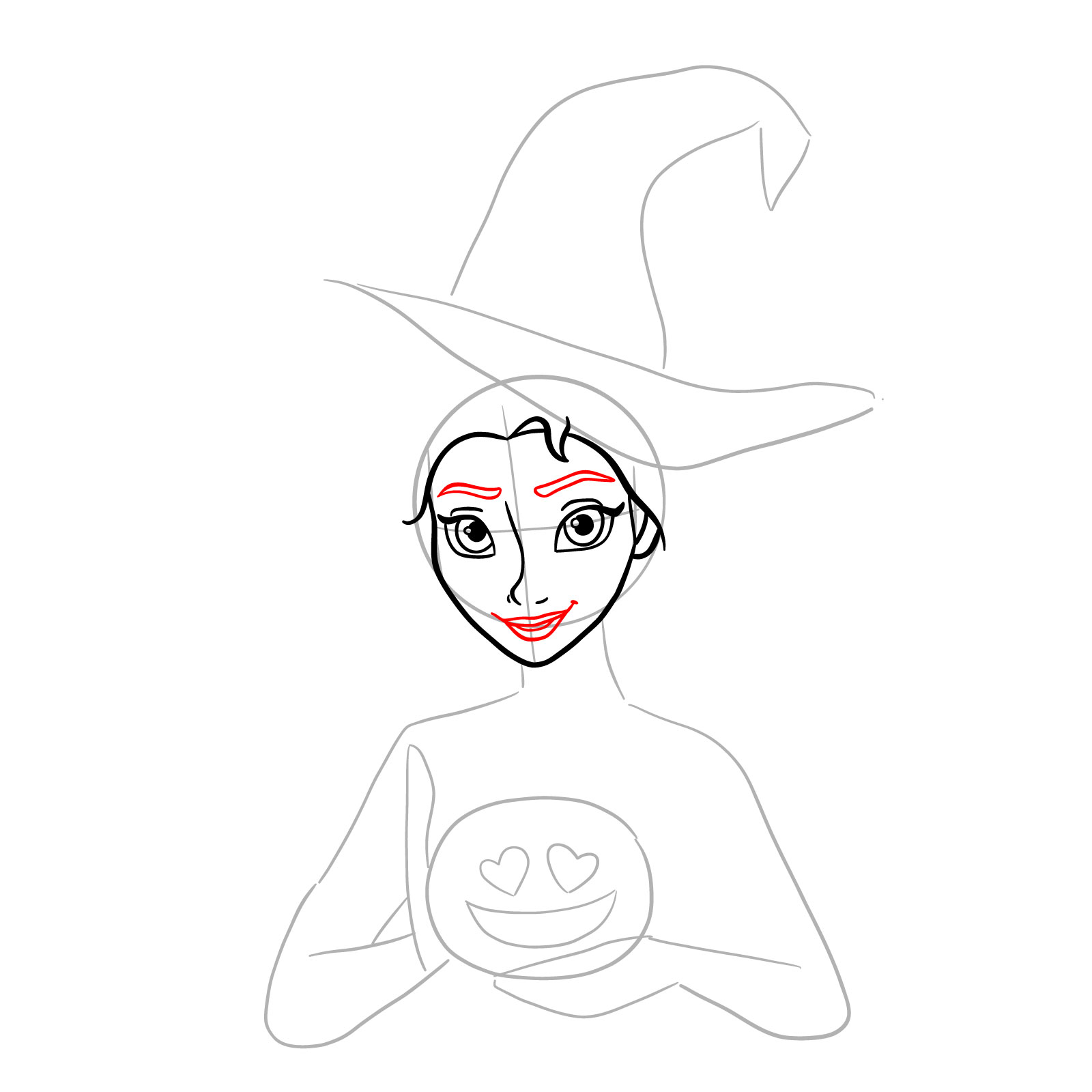 How to Draw Witch Elsa on Halloween - step 10