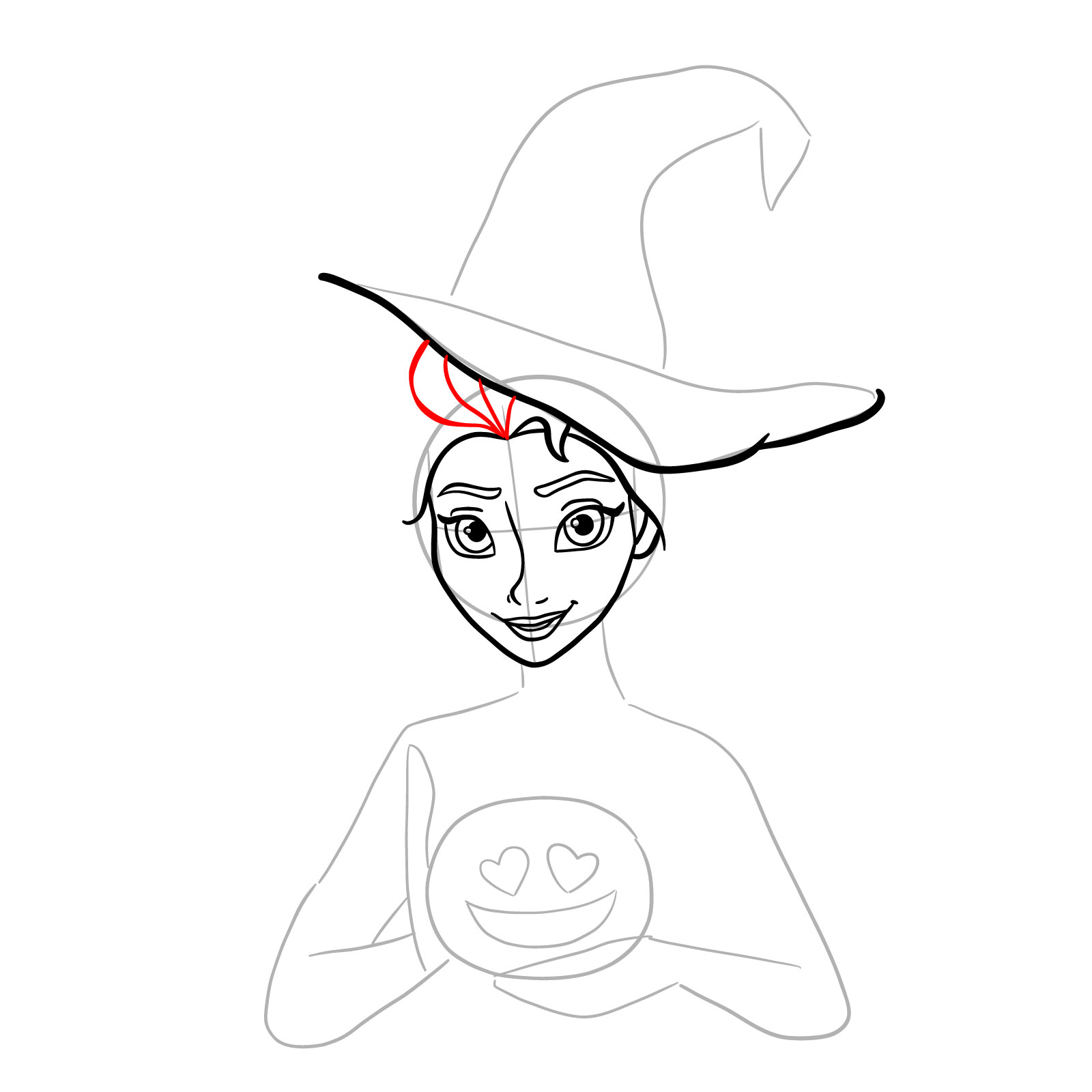 How to Draw Witch Elsa on Halloween - step 12