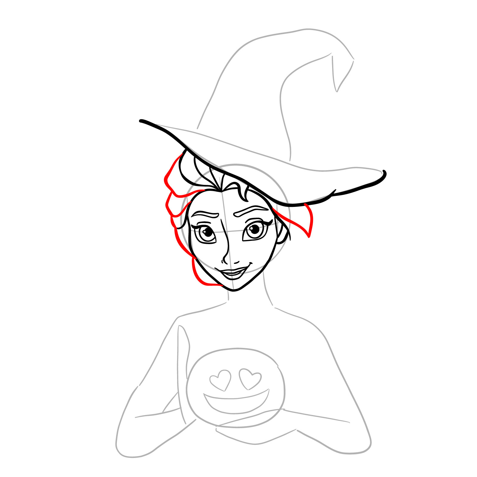 How to Draw Witch Elsa on Halloween - step 13