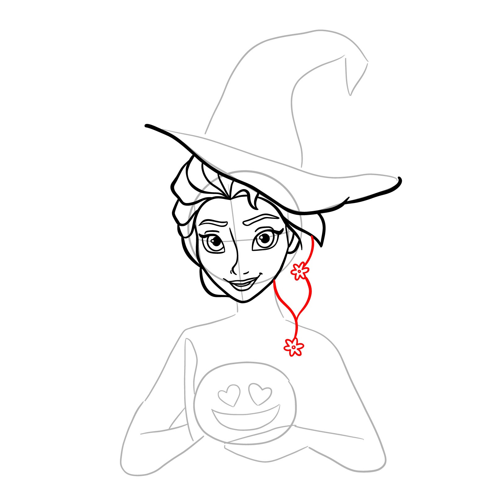 How to Draw Witch Elsa on Halloween - step 14