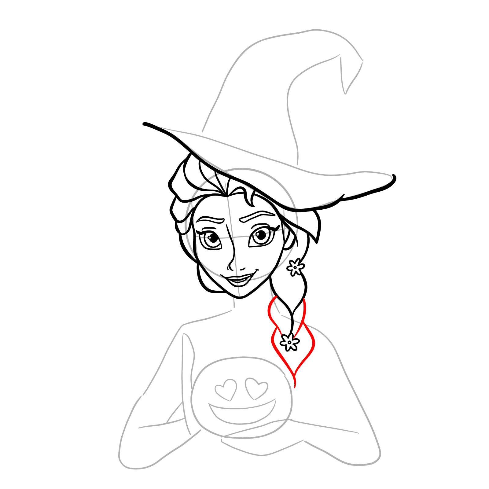 How to Draw Witch Elsa on Halloween - step 15