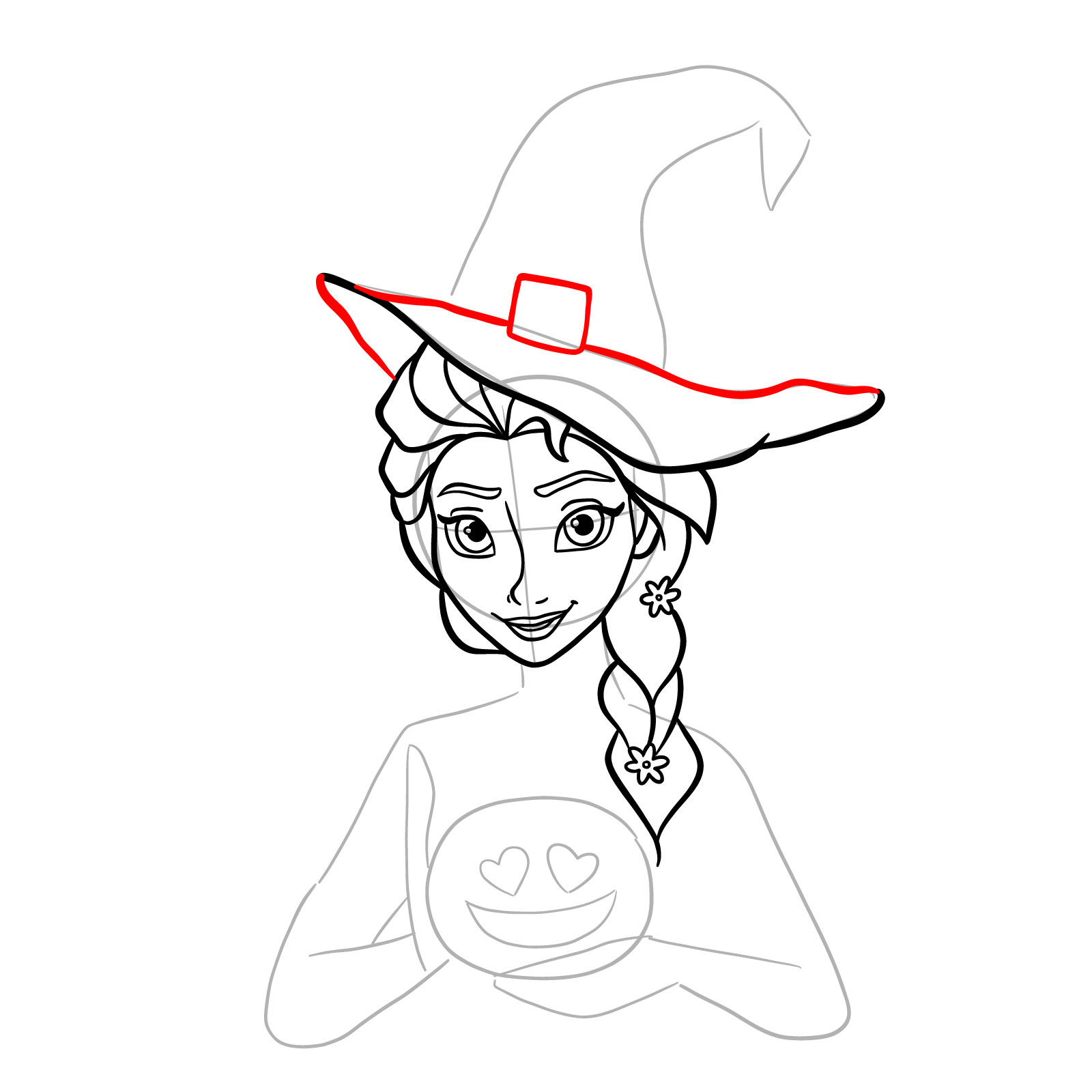 How to Draw Witch Elsa on Halloween - step 16