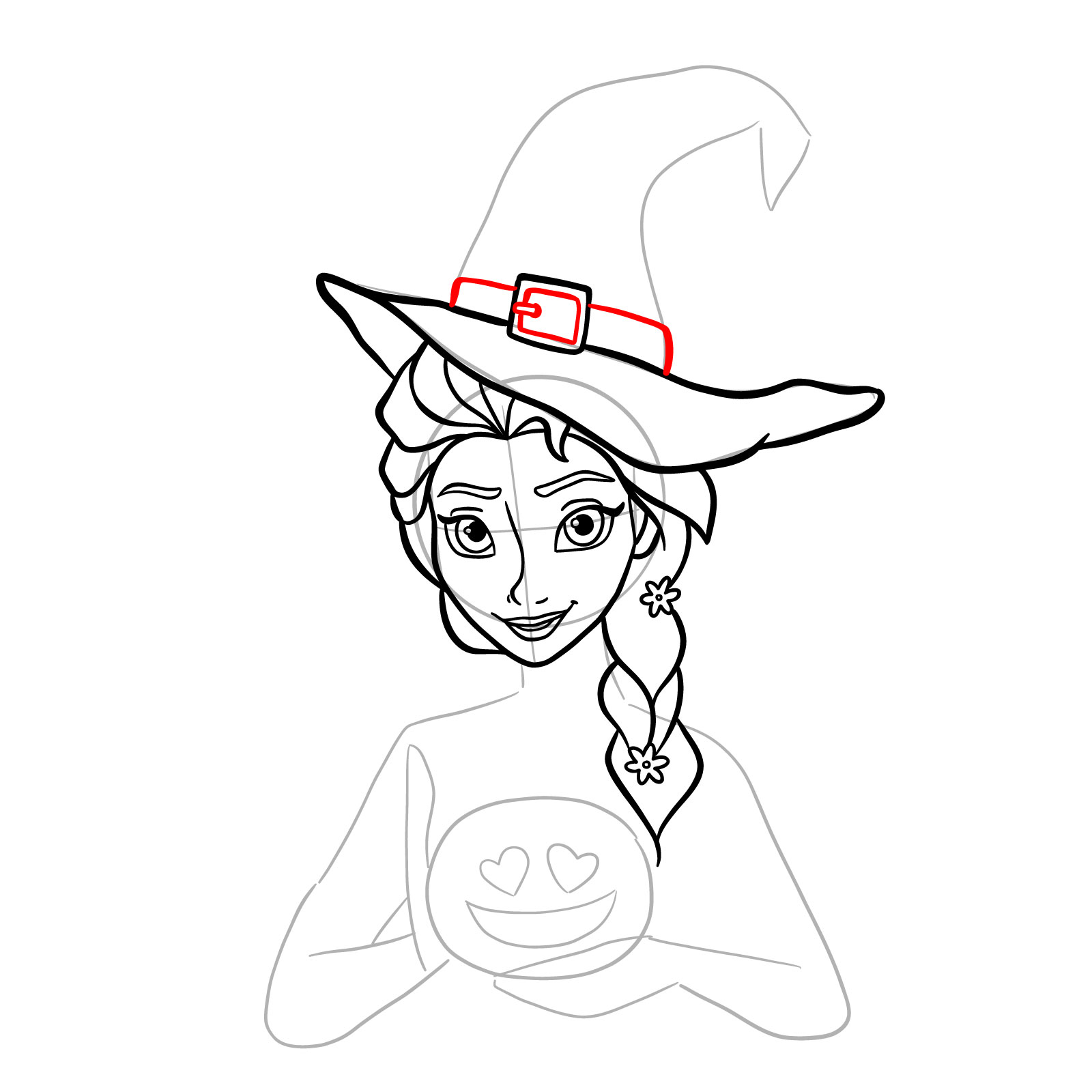 How to Draw Witch Elsa on Halloween - step 17