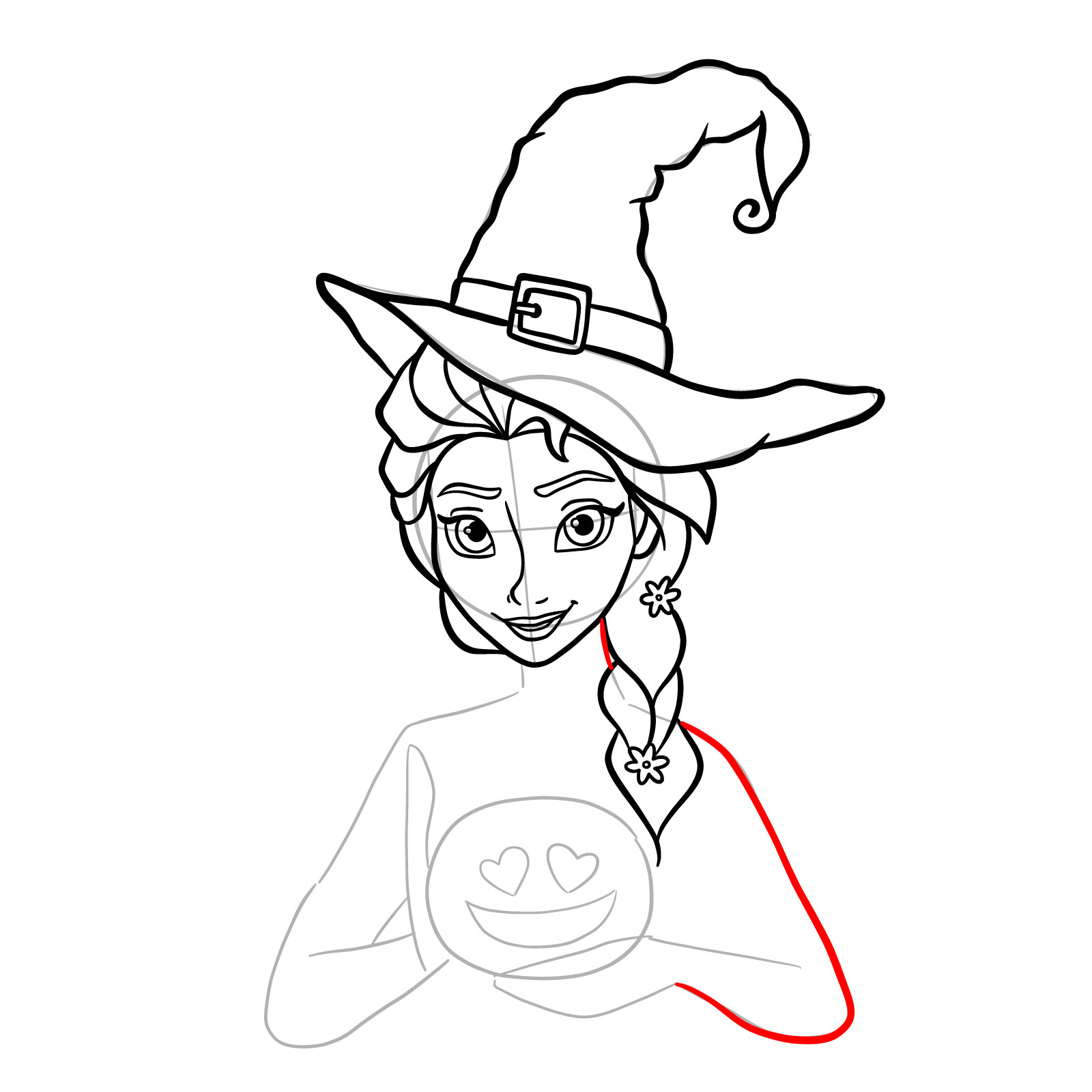 How to Draw Witch Elsa on Halloween - step 20