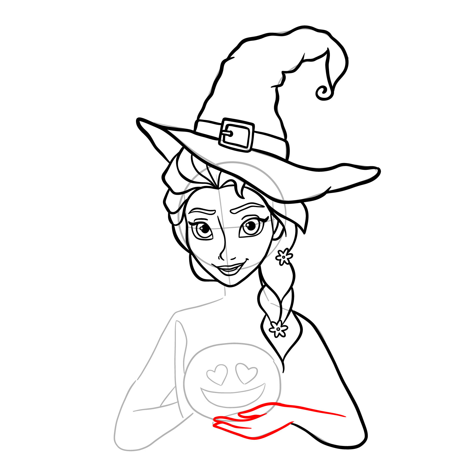 How to Draw Witch Elsa on Halloween - step 21