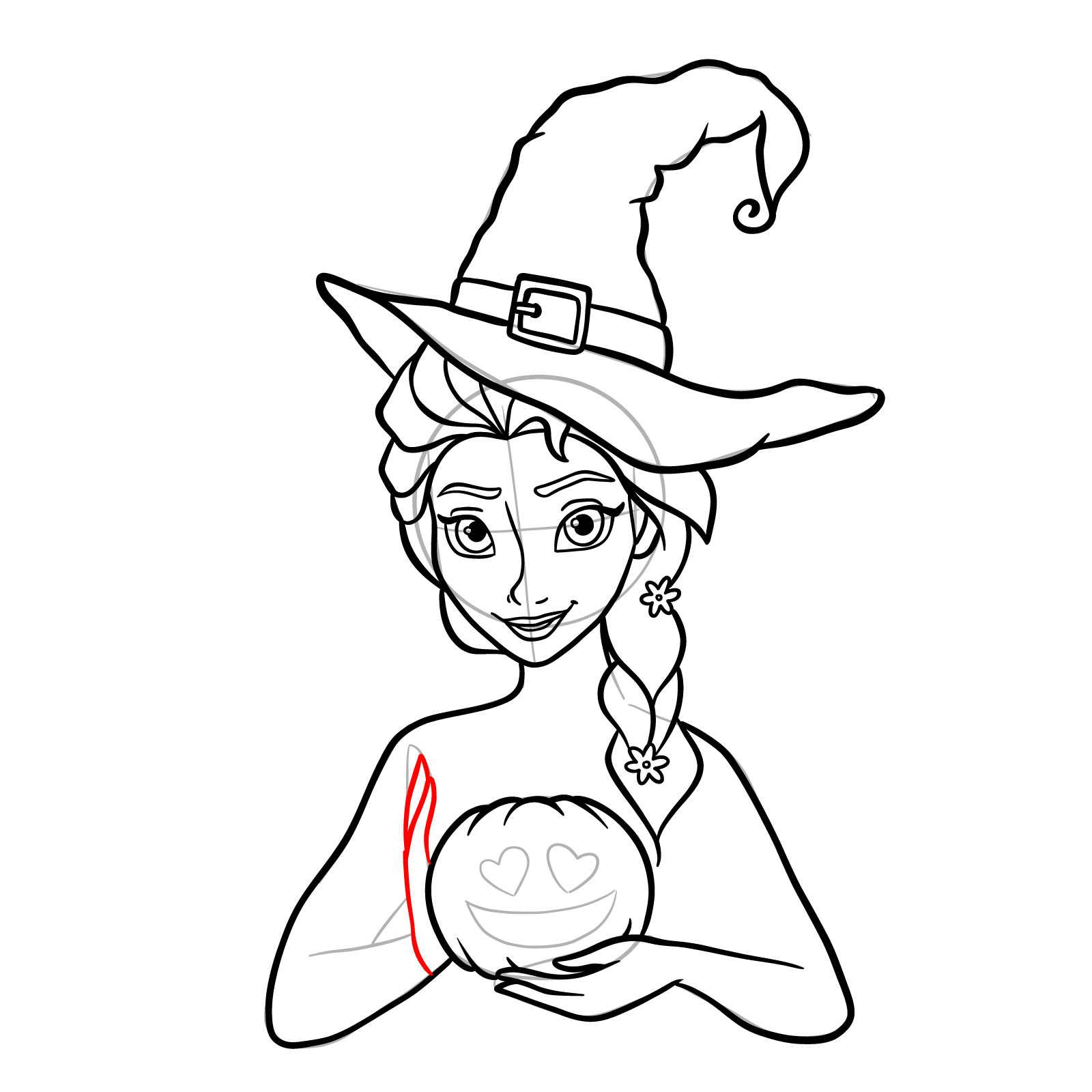 How to Draw Witch Elsa on Halloween - step 24