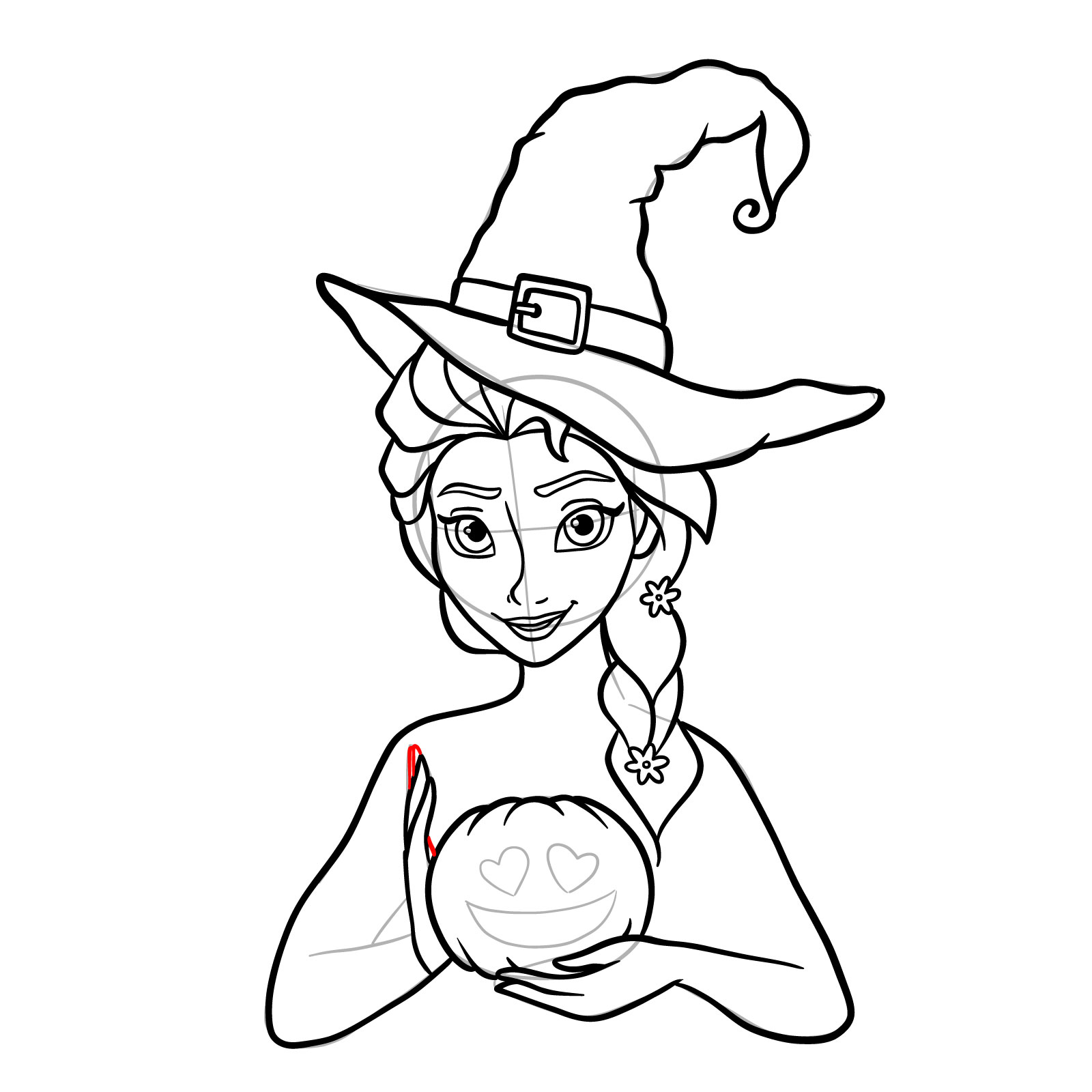 How to Draw Witch Elsa on Halloween - step 25