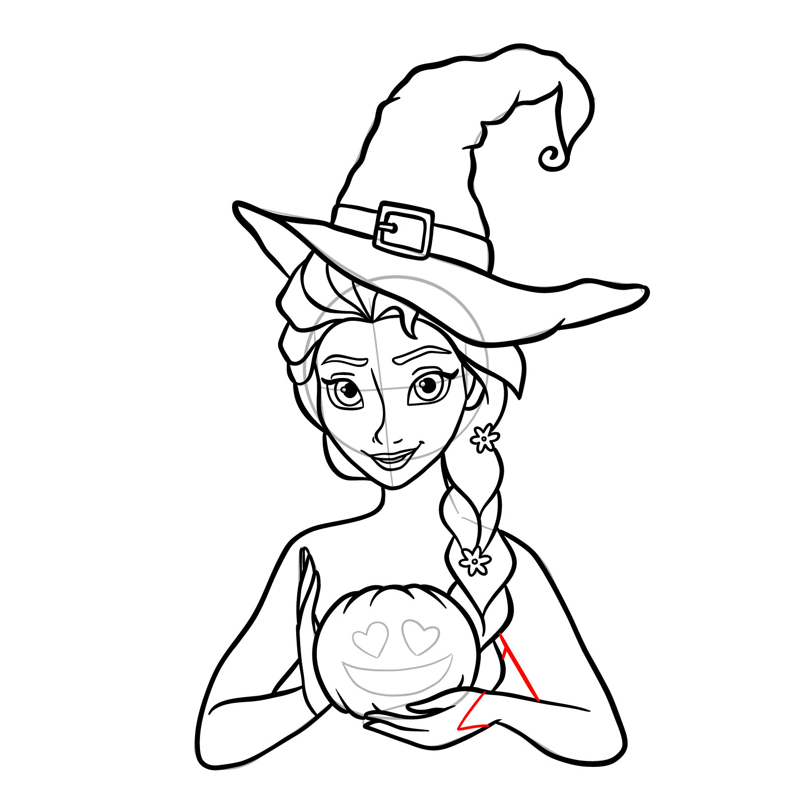 How to Draw Witch Elsa on Halloween - step 28