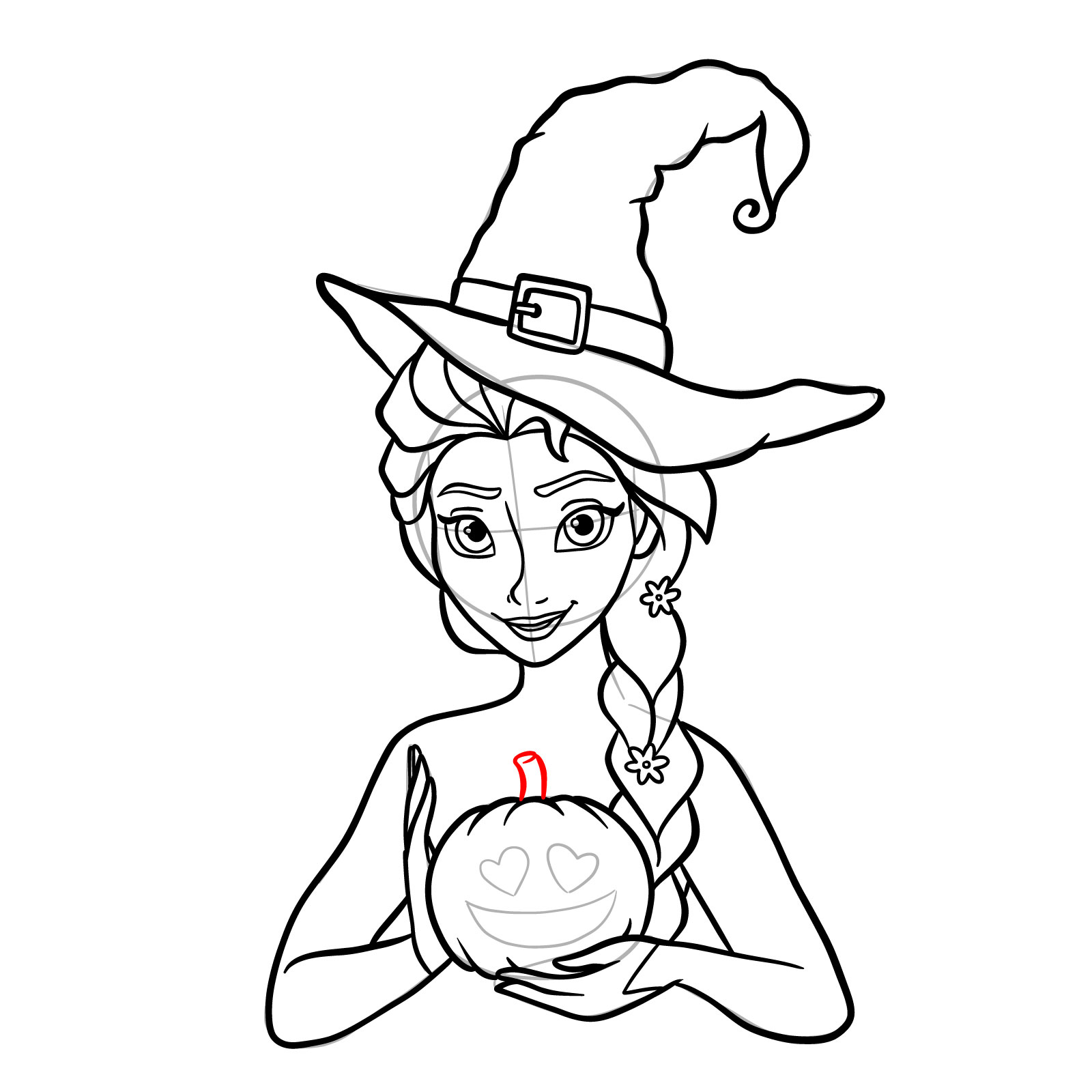 How to Draw Witch Elsa on Halloween - step 29