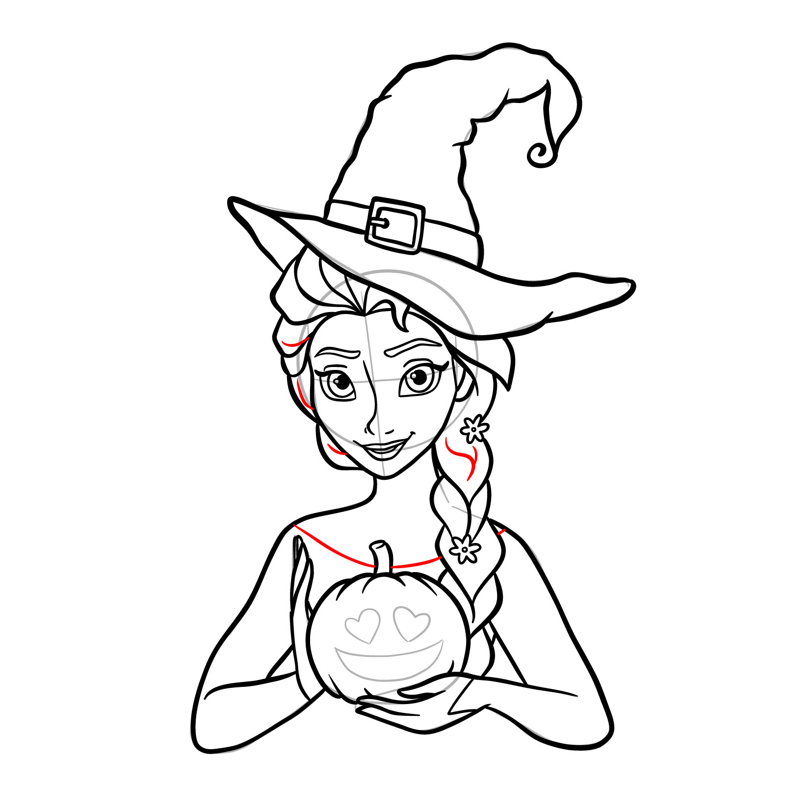 How to Draw Witch Elsa on Halloween - step 30