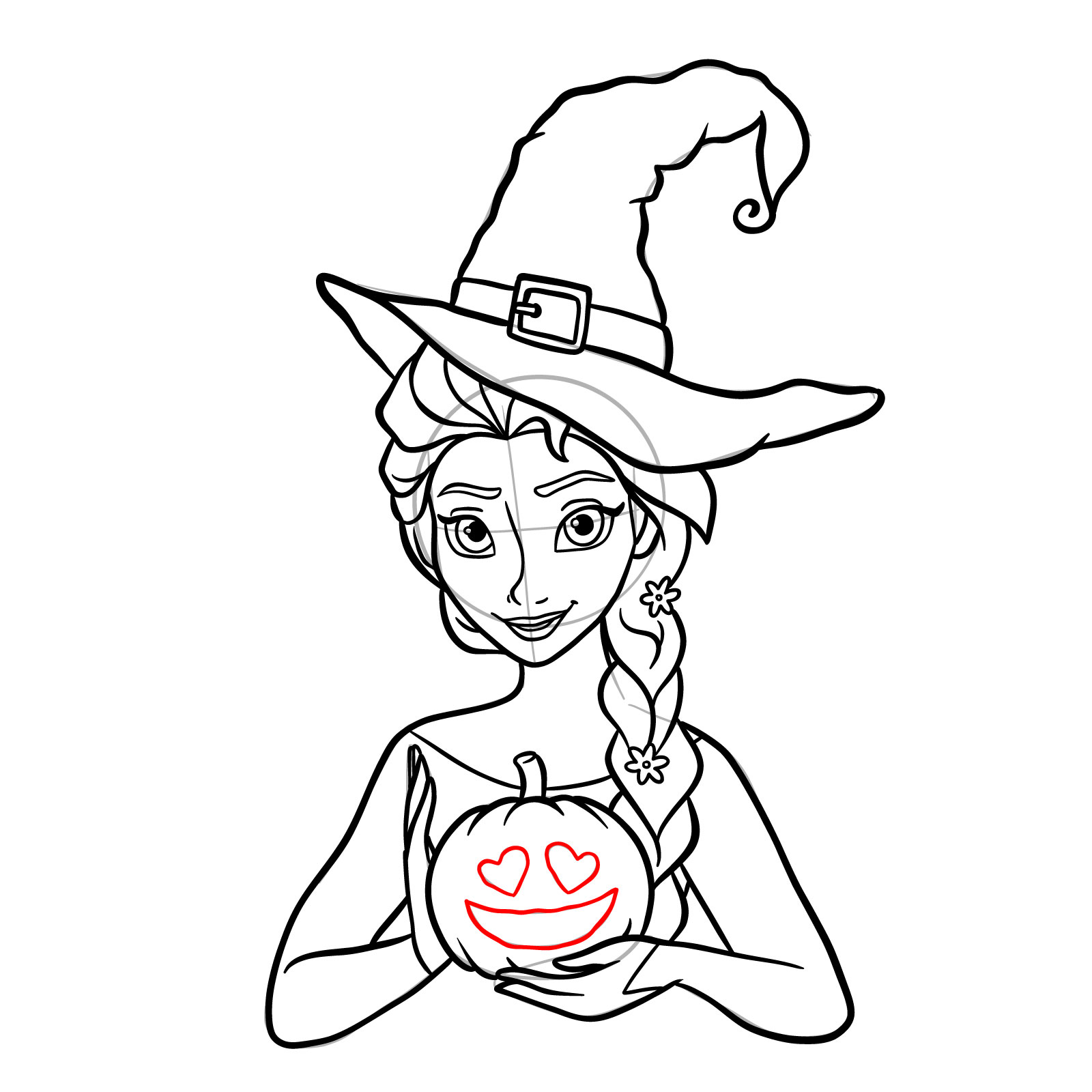 How to Draw Witch Elsa on Halloween - step 31