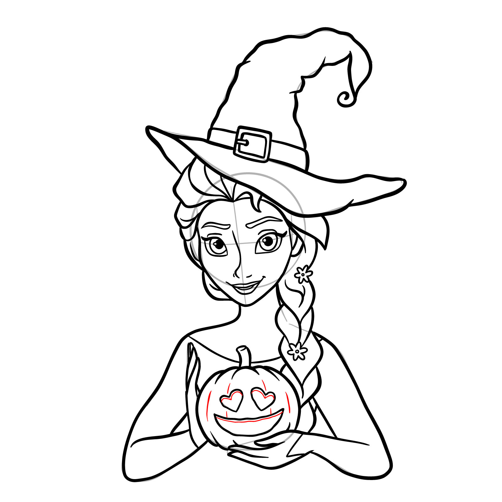 How to Draw Witch Elsa on Halloween - step 32