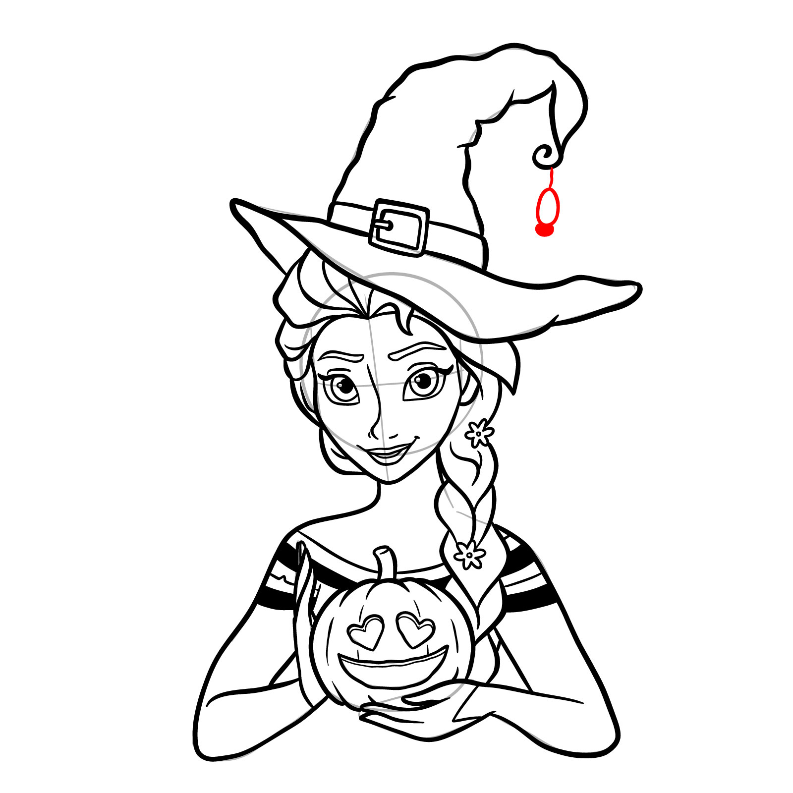 How to Draw Witch Elsa on Halloween - step 34