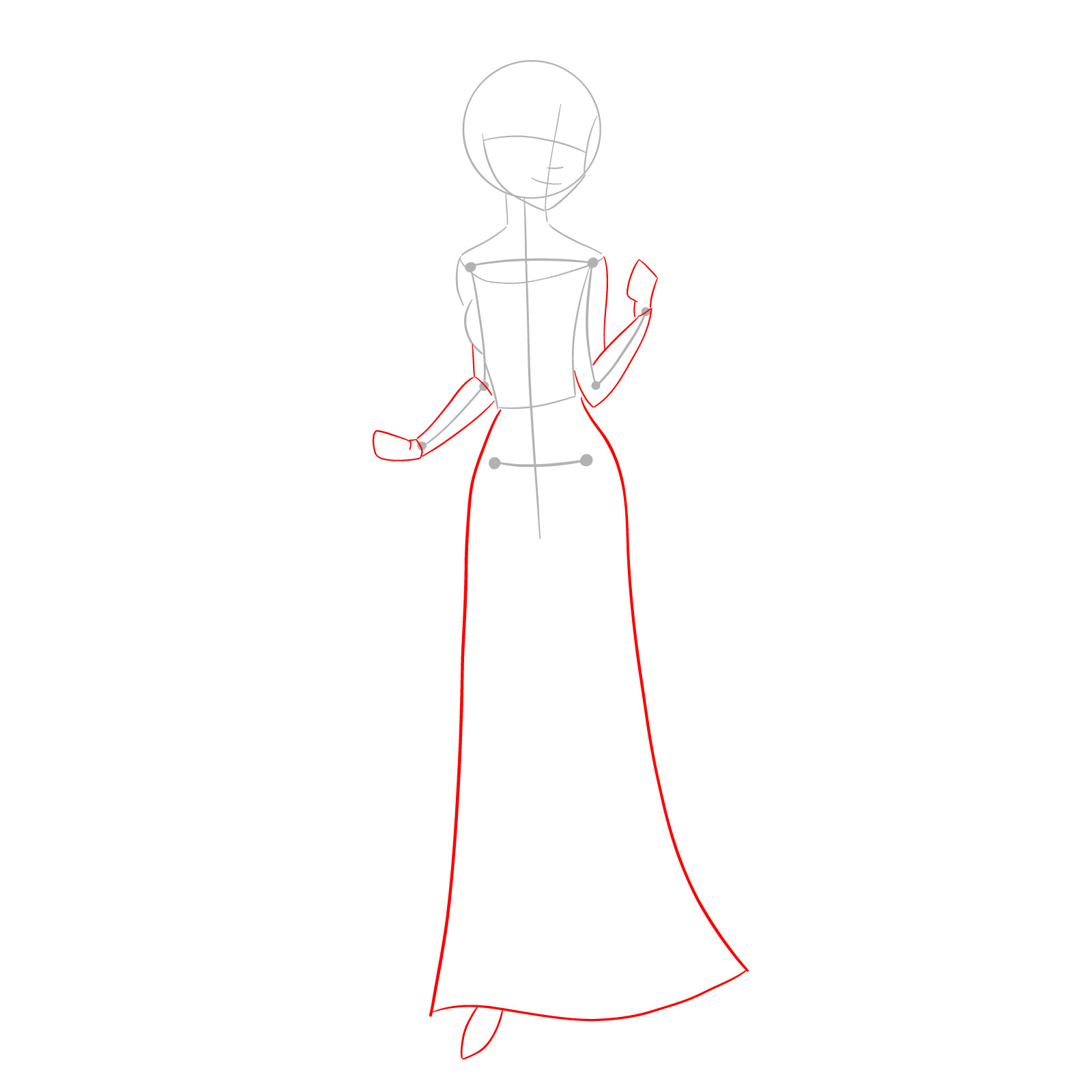 How to draw Queen Elsa full body and singing - step 03
