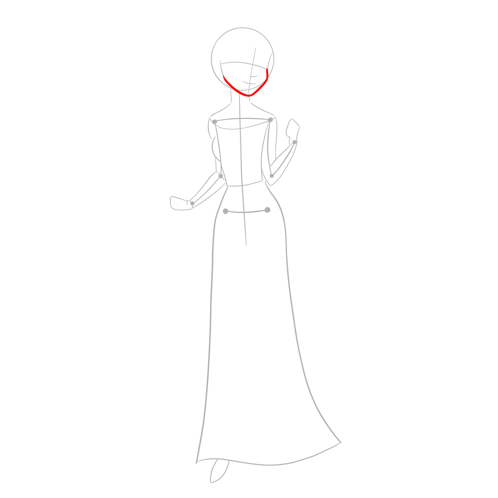 How to draw Queen Elsa full body and singing - step 04