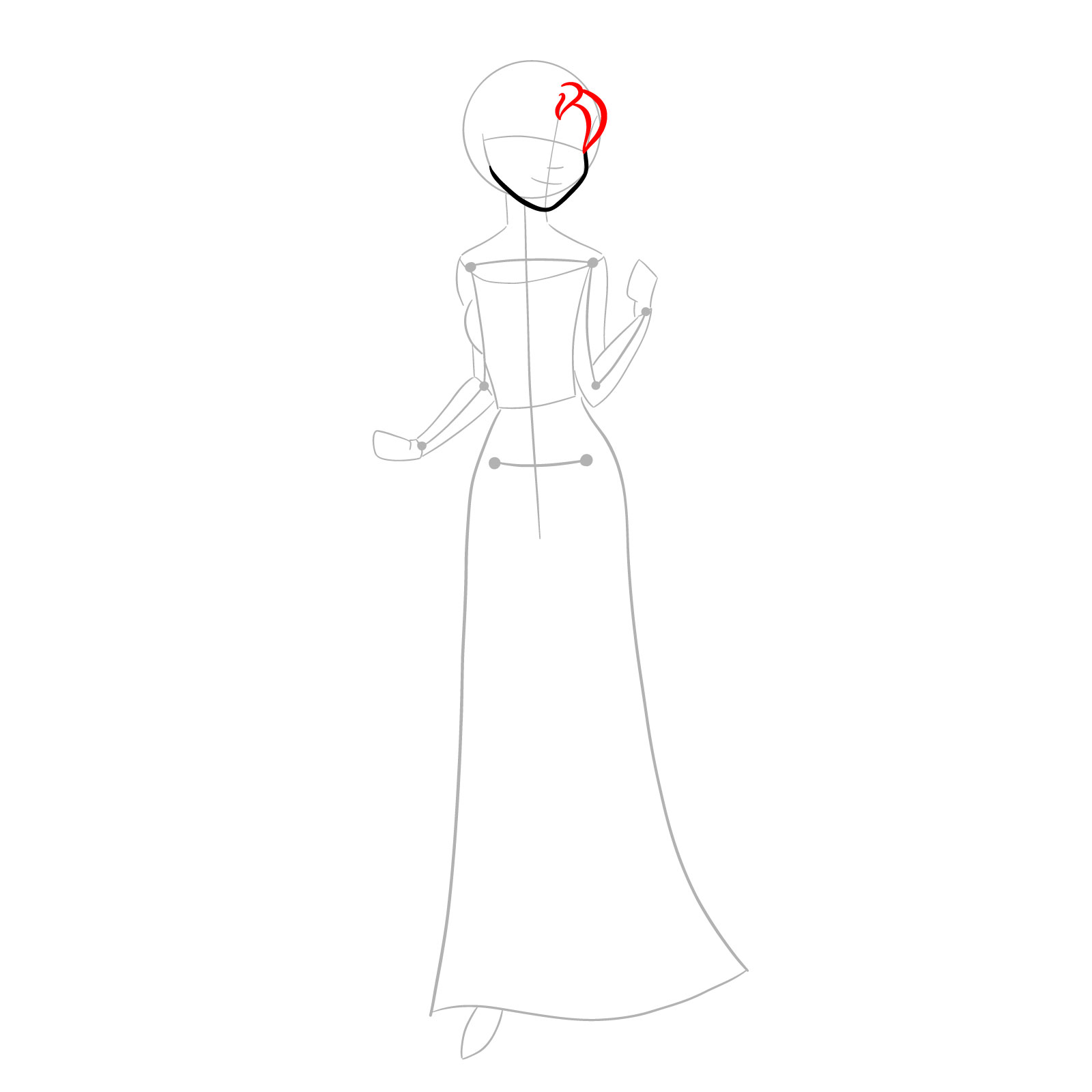 How to draw Queen Elsa full body and singing - step 05
